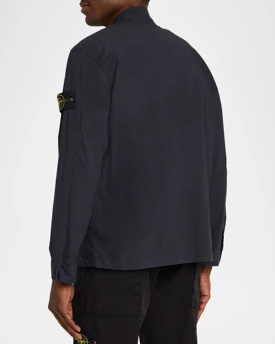 Stone Island Men's Cotton Concealed Snap-Front Shirt | Thumbnail 3 Stone Island Men's Cotton Concealed Snap-Front Shirt | Thumbnail 3