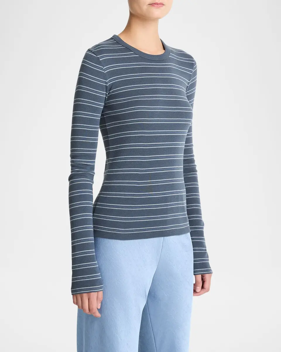 Vince Striped Long-Sleeve Crewneck Tee | Thumbnail 3