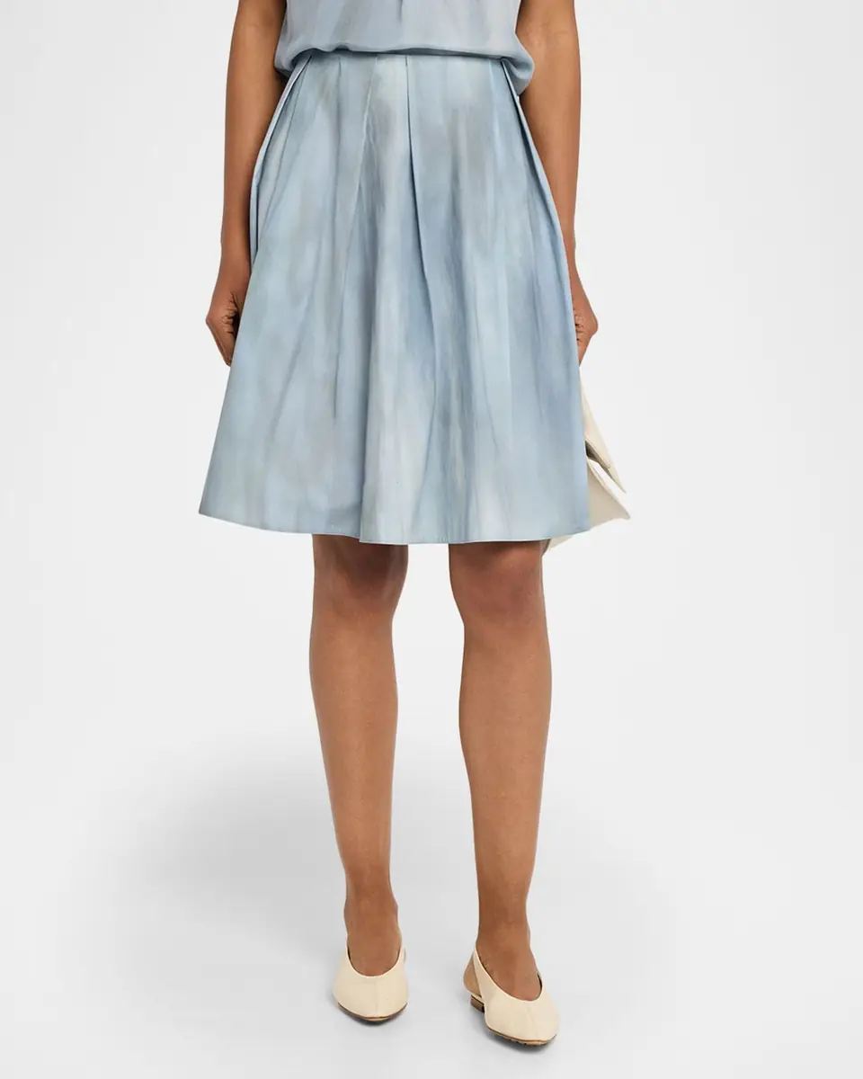 Vince Pleated Washed Ombré Cotton Skirt | Thumbnail 3 Vince Pleated Washed Ombré Cotton Skirt | Thumbnail 3