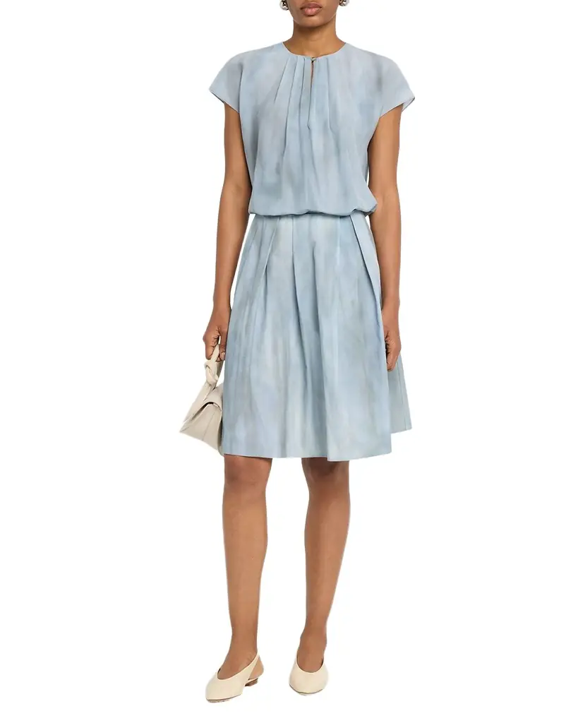 Pleated Washed Ombré Cotton Skirt