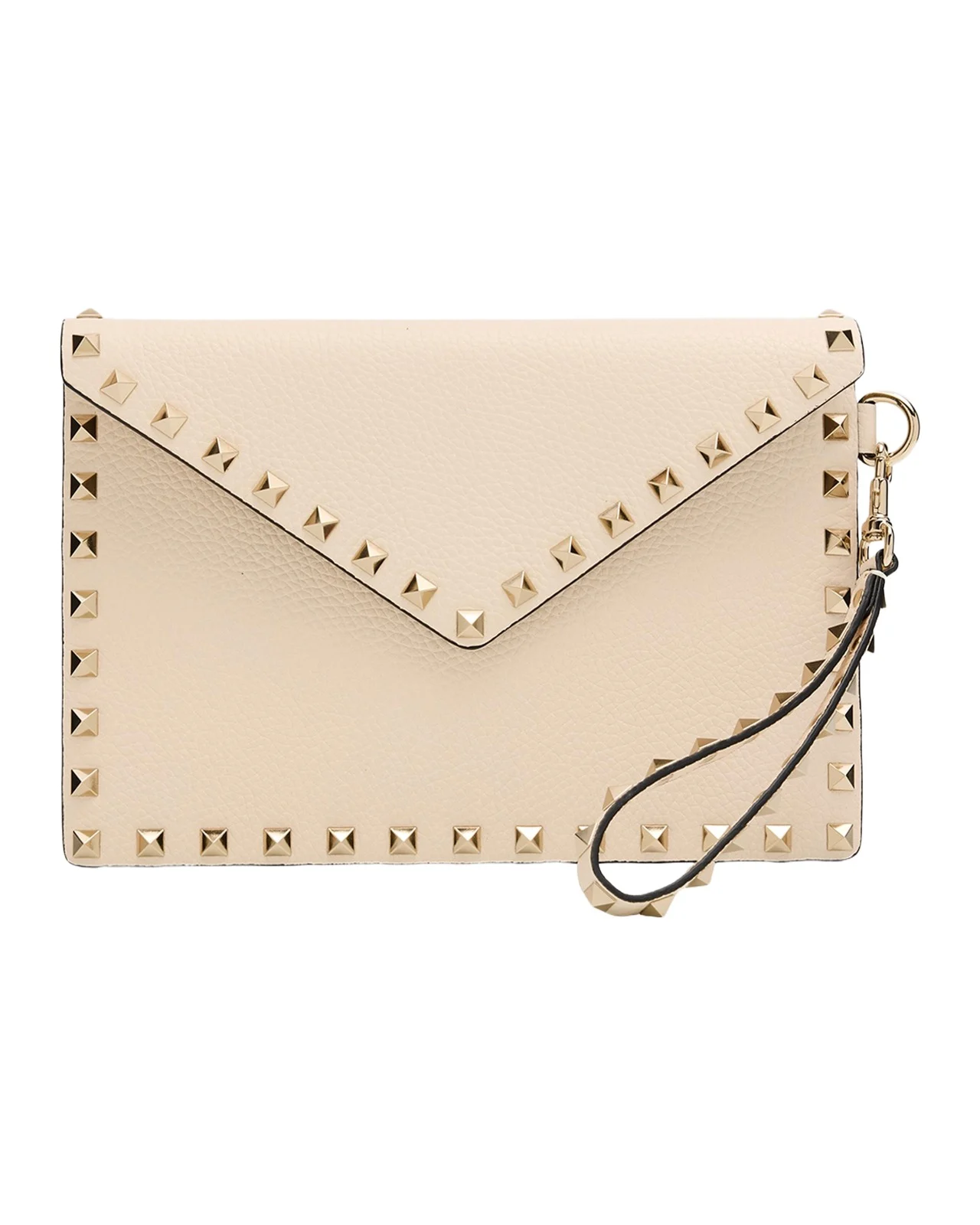 Medium Rockstud Grain Leather Pouch Bag