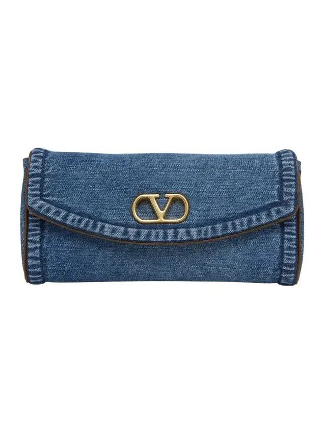 DeVain Small Denim VLogo Shoulder Bag DeVain Small Denim VLogo Shoulder Bag