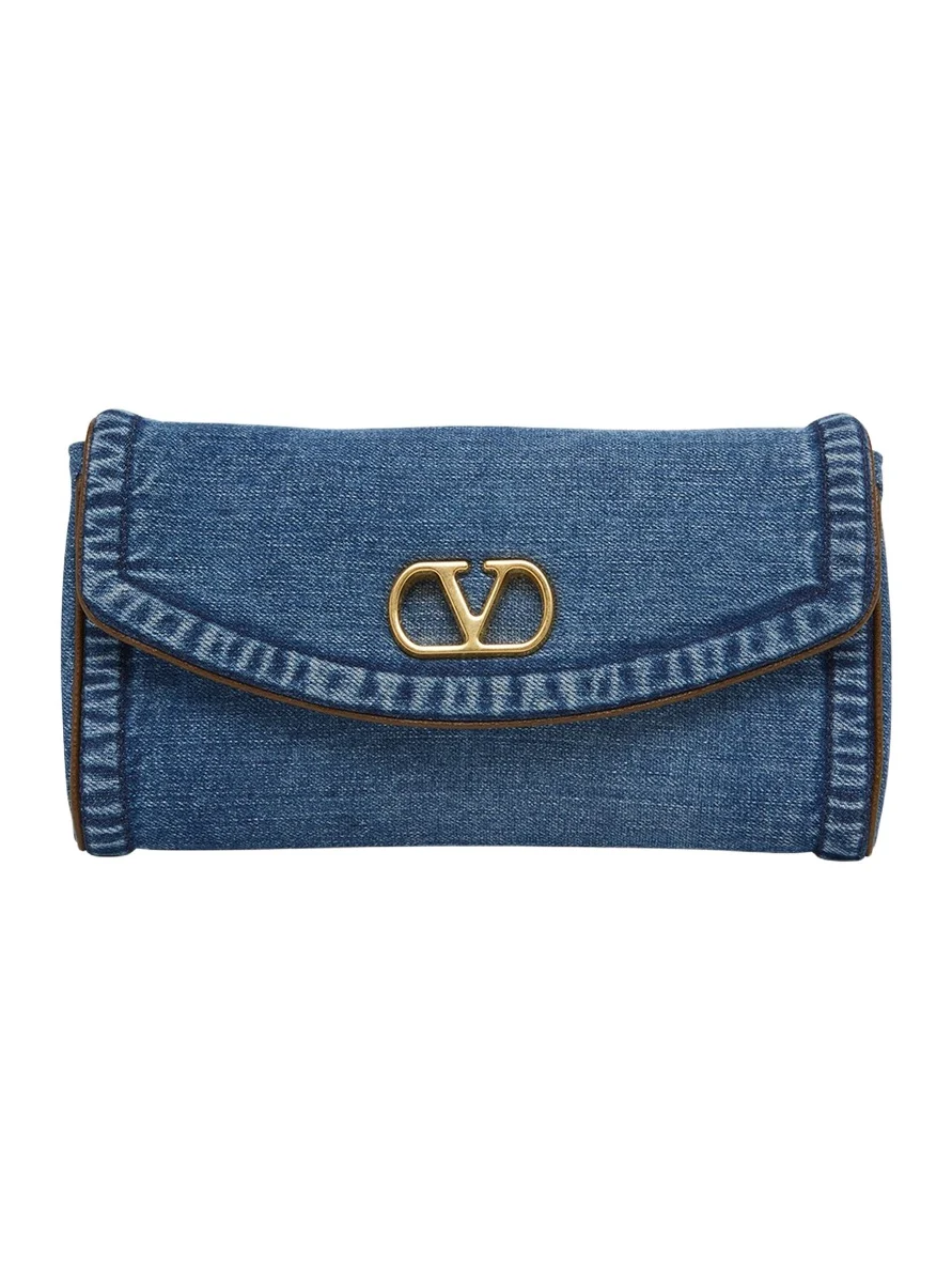 DeVain Small Denim VLogo Shoulder Bag