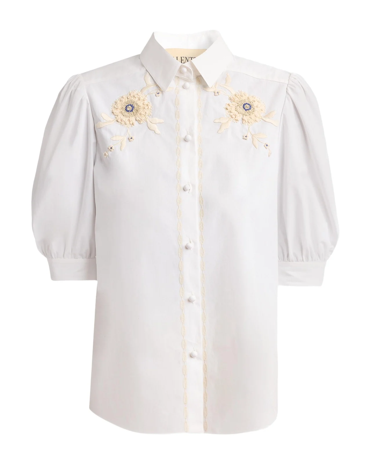 Floral Embroidered Short-Sleeve Button-Down Shirt Floral Embroidered Short-Sleeve Button-Down Shirt
