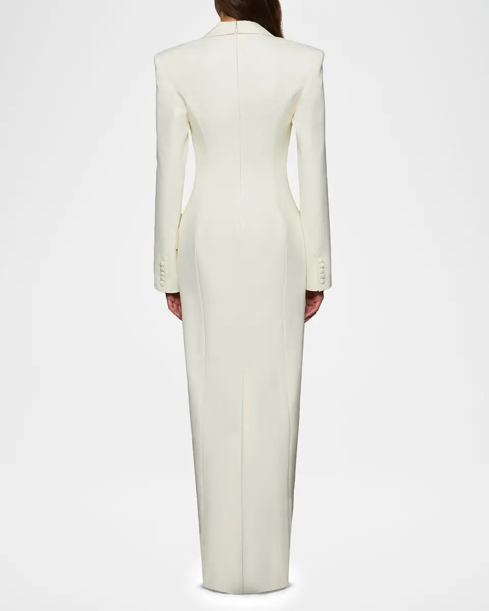 Et Ochs Sylvia Plunging Suiting Column Gown | Thumbnail 2 Et Ochs Sylvia Plunging Suiting Column Gown | Thumbnail 2