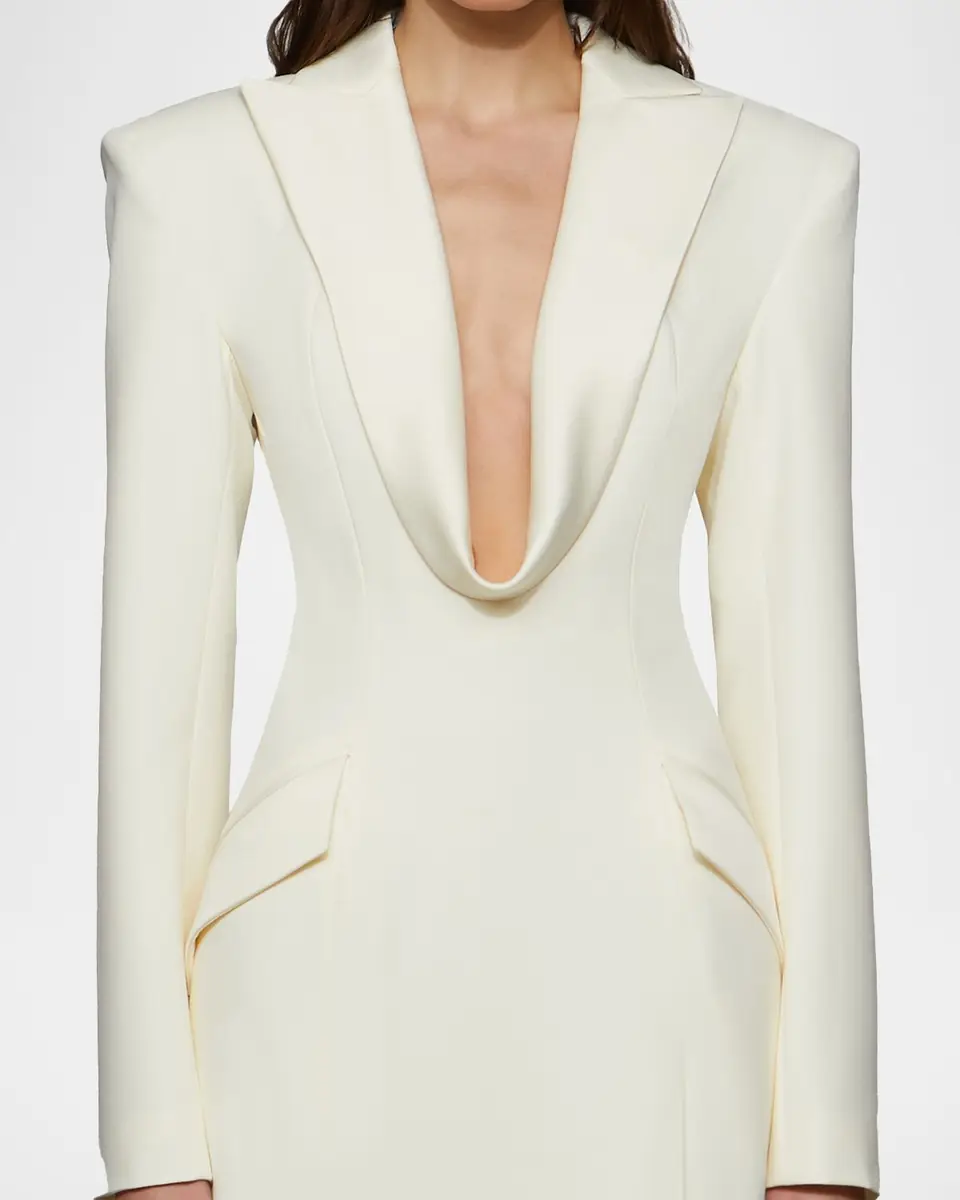 Et Ochs Sylvia Plunging Suiting Column Gown | Thumbnail 4 Et Ochs Sylvia Plunging Suiting Column Gown | Thumbnail 4