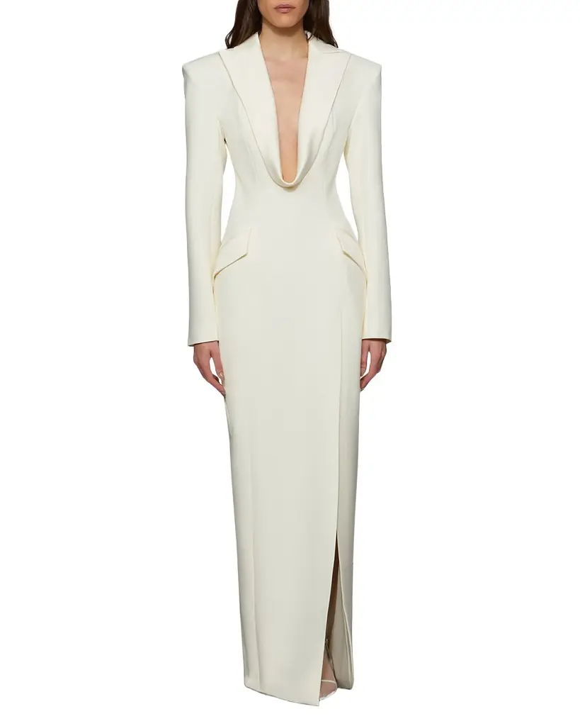 Et Ochs Sylvia Plunging Suiting Column Gown | Image 1 Et Ochs Sylvia Plunging Suiting Column Gown | Image 1