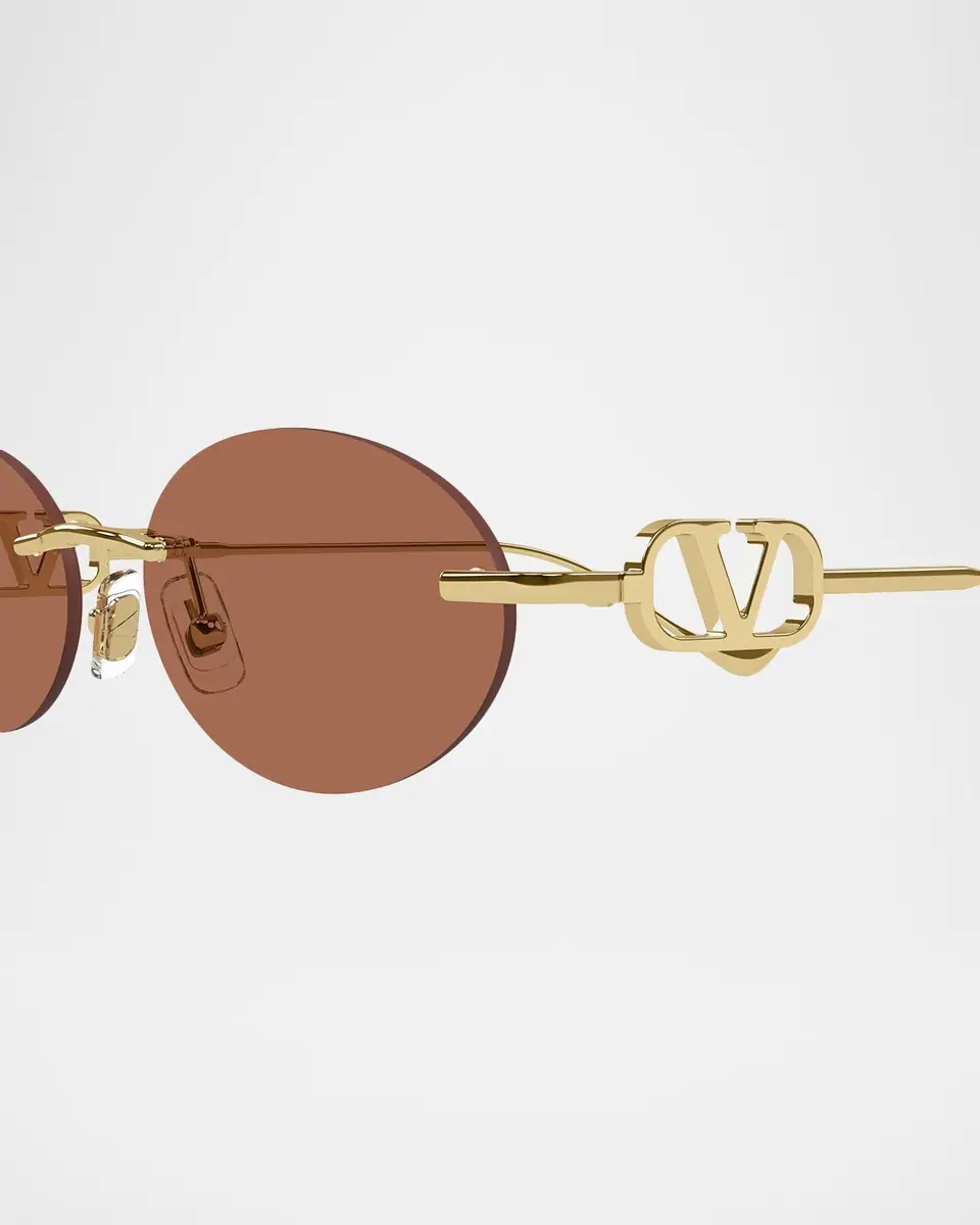 Valentino Garavani VLogo 53mm Metal Oval Sunglasses | Thumbnail 3