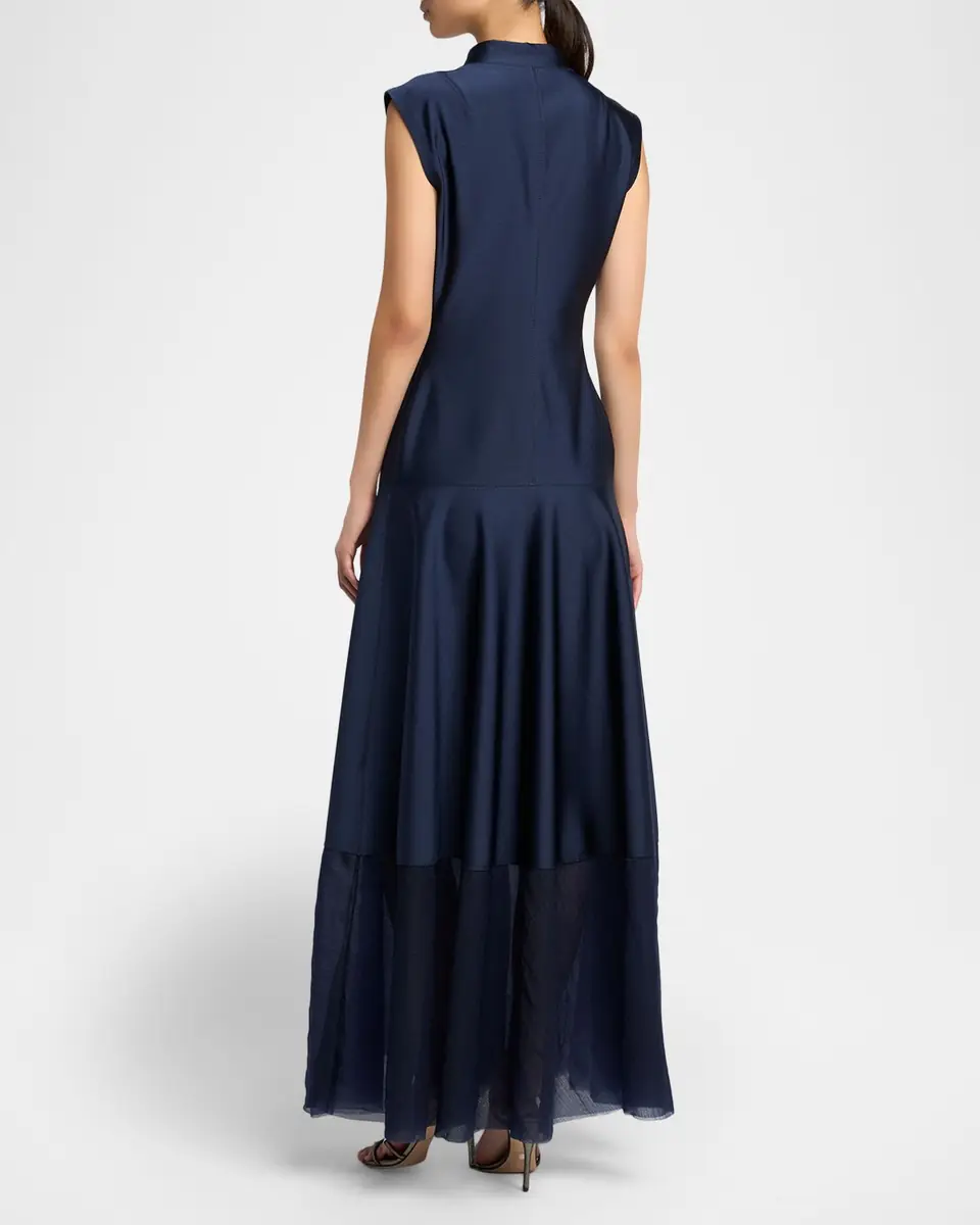 Giorgio Armani Sleeveless Sheer Tiered Zip Maxi Dress | Thumbnail 3