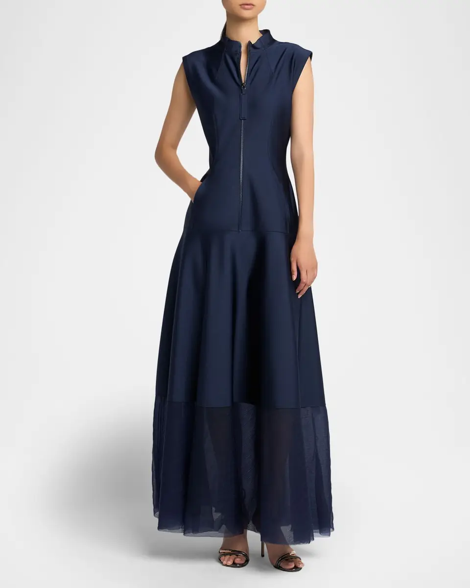 Giorgio Armani Sleeveless Sheer Tiered Zip Maxi Dress | Thumbnail 4