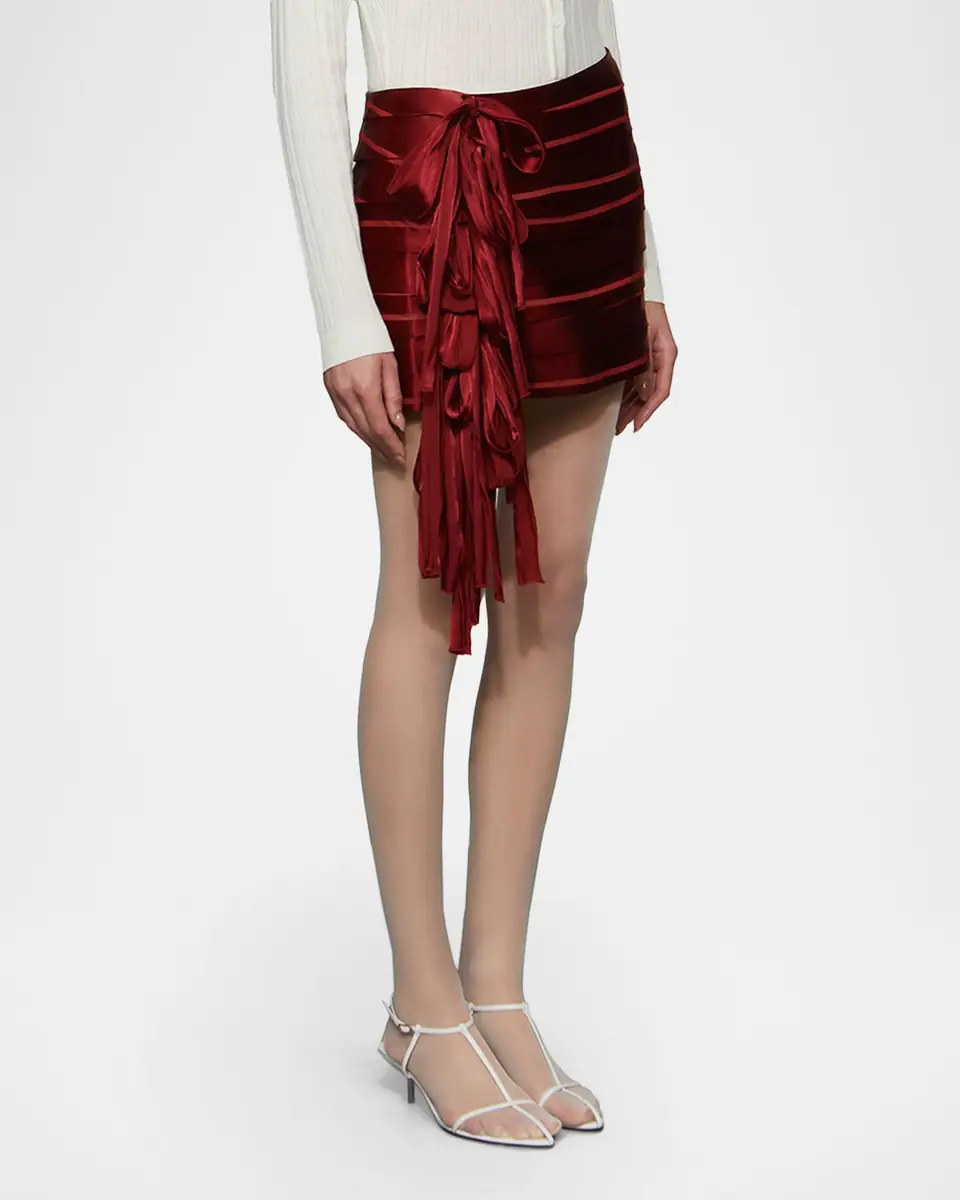 Et Ochs Reed Bow-Embellished Satin Chiffon Mini Skirt | Thumbnail 4 Et Ochs Reed Bow-Embellished Satin Chiffon Mini Skirt | Thumbnail 4