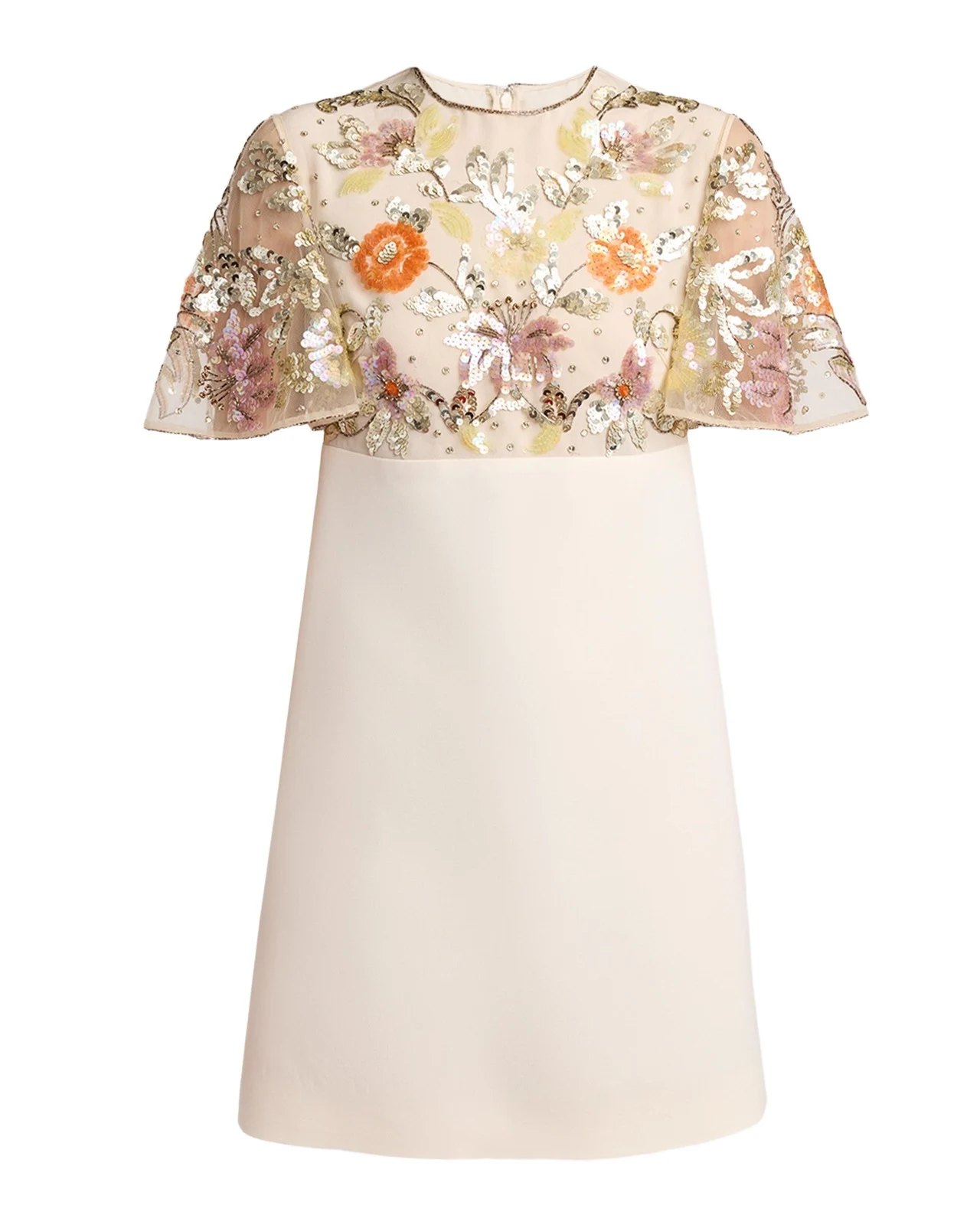Embroidered Mesh Empire-Waist Mini Shift Dress Embroidered Mesh Empire-Waist Mini Shift Dress