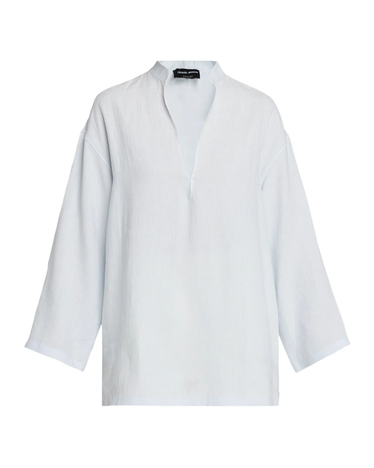 Giorgio Armani V-Neck Long-Sleeve Hemp Tunic Shirt