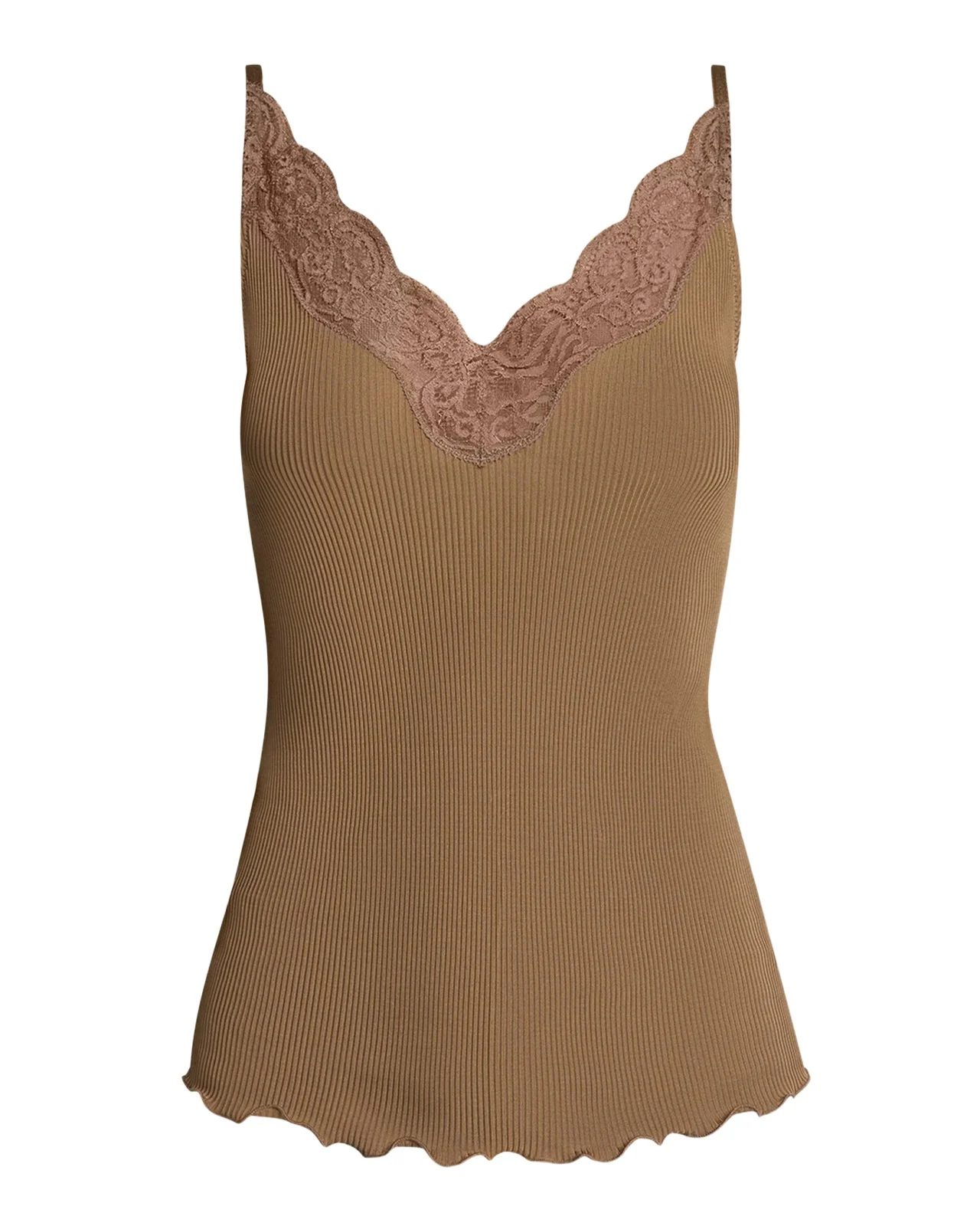 Lace V-Neck Ribbed Tank Top Lace V-Neck Ribbed Tank Top