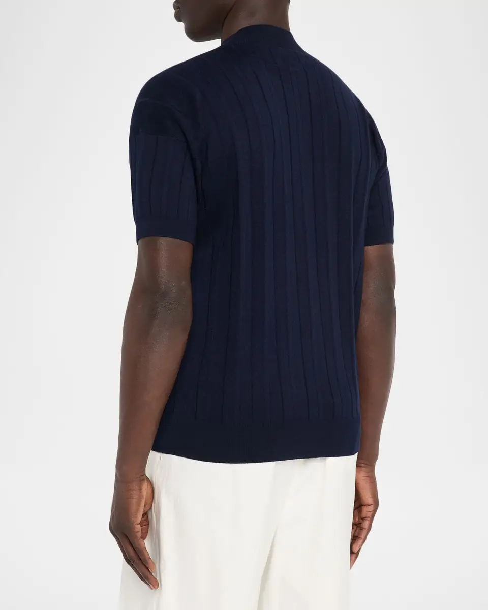 Kiton Men's Cotton Rib Short-Sleeve Crewneck Sweater | Thumbnail 3 Kiton Men's Cotton Rib Short-Sleeve Crewneck Sweater | Thumbnail 3