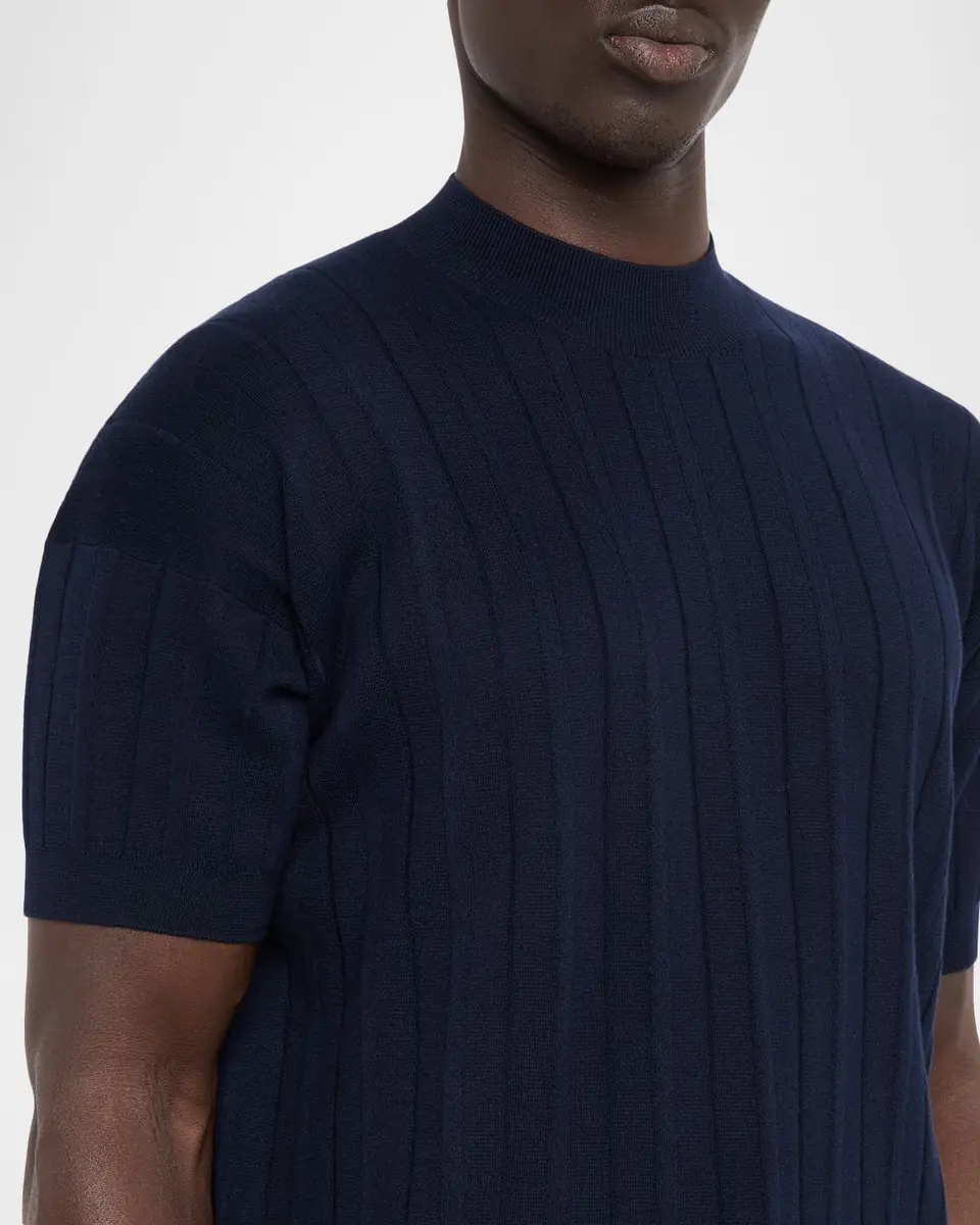 Kiton Men's Cotton Rib Short-Sleeve Crewneck Sweater | Thumbnail 5 Kiton Men's Cotton Rib Short-Sleeve Crewneck Sweater | Thumbnail 5