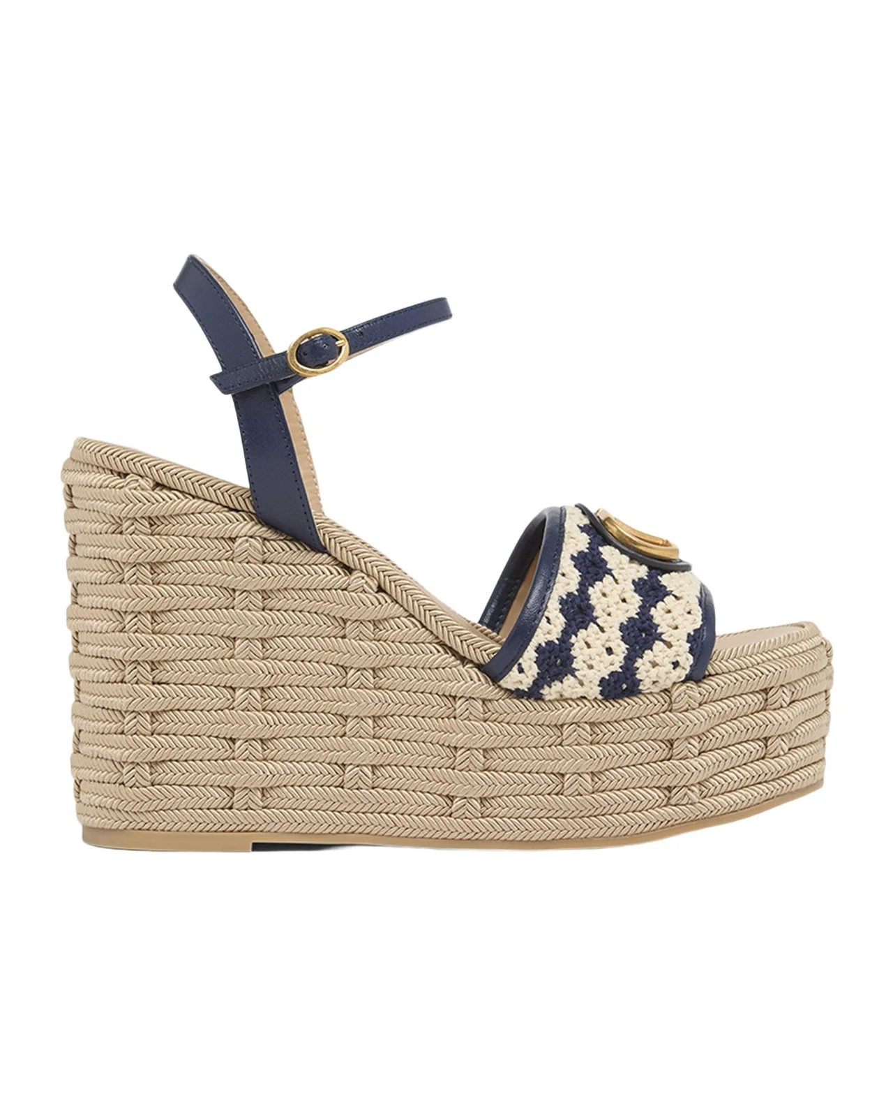 120mm VLogo Signature Crochet Wedge Sandals