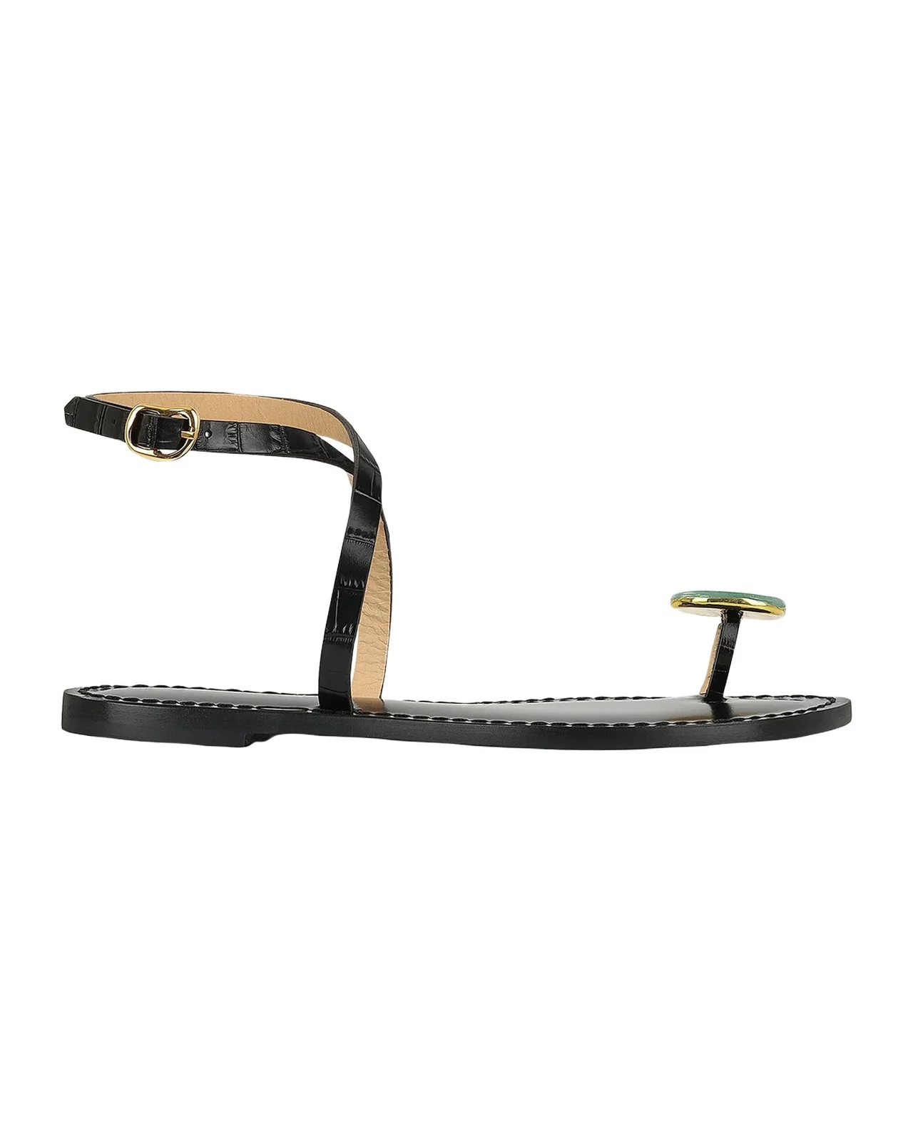 AMANU The Kigali Croc-Effect Leather Toe-Ring Sandals