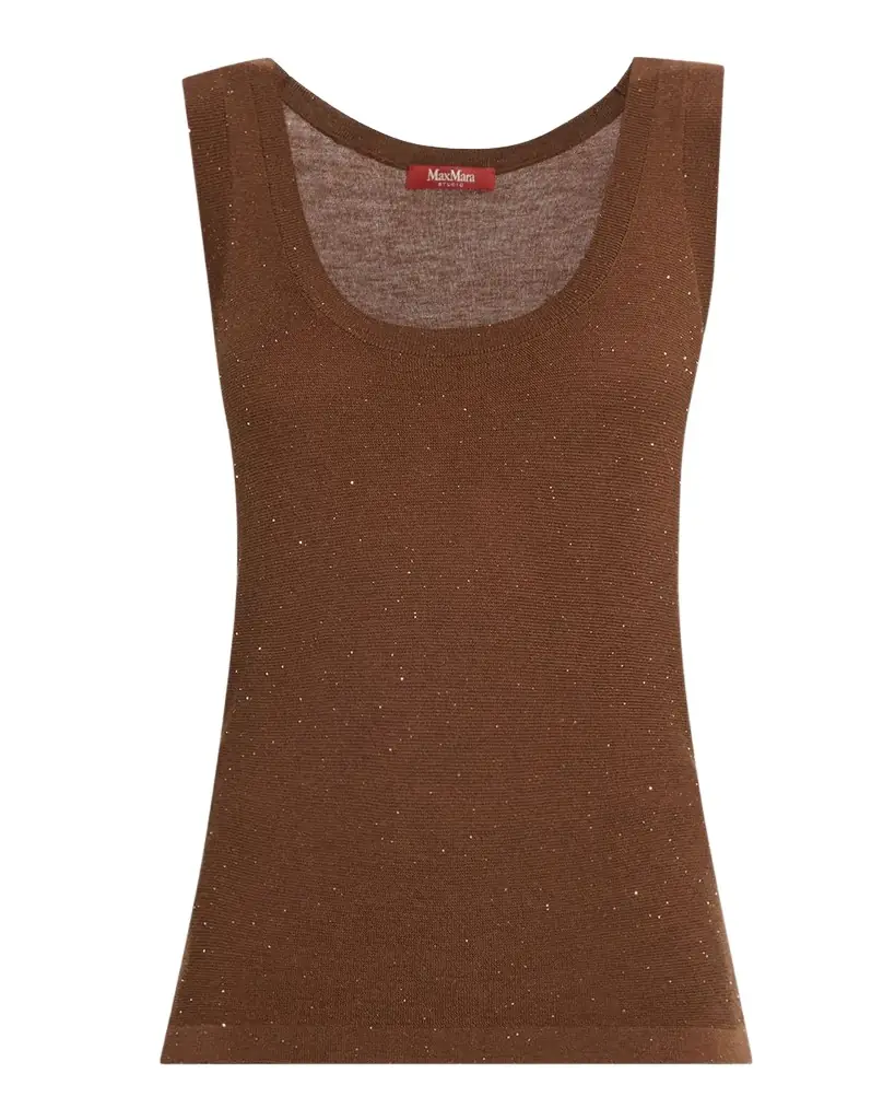 Max Mara Studio Sequin Silk-Wool Knit Tank Top | Image 1 Max Mara Studio Sequin Silk-Wool Knit Tank Top | Image 1