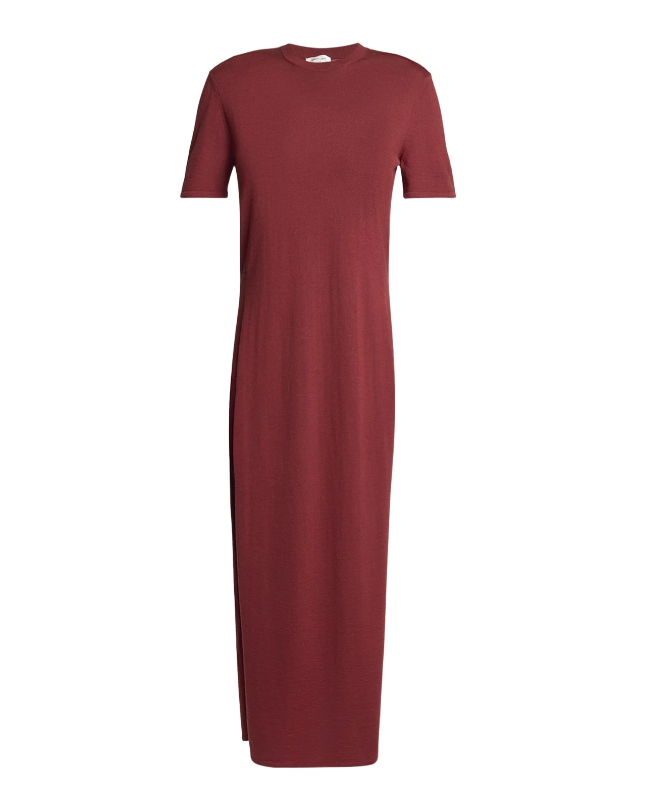 Short-Sleeve Wool Side-Slits Midi Dress Short-Sleeve Wool Side-Slits Midi Dress