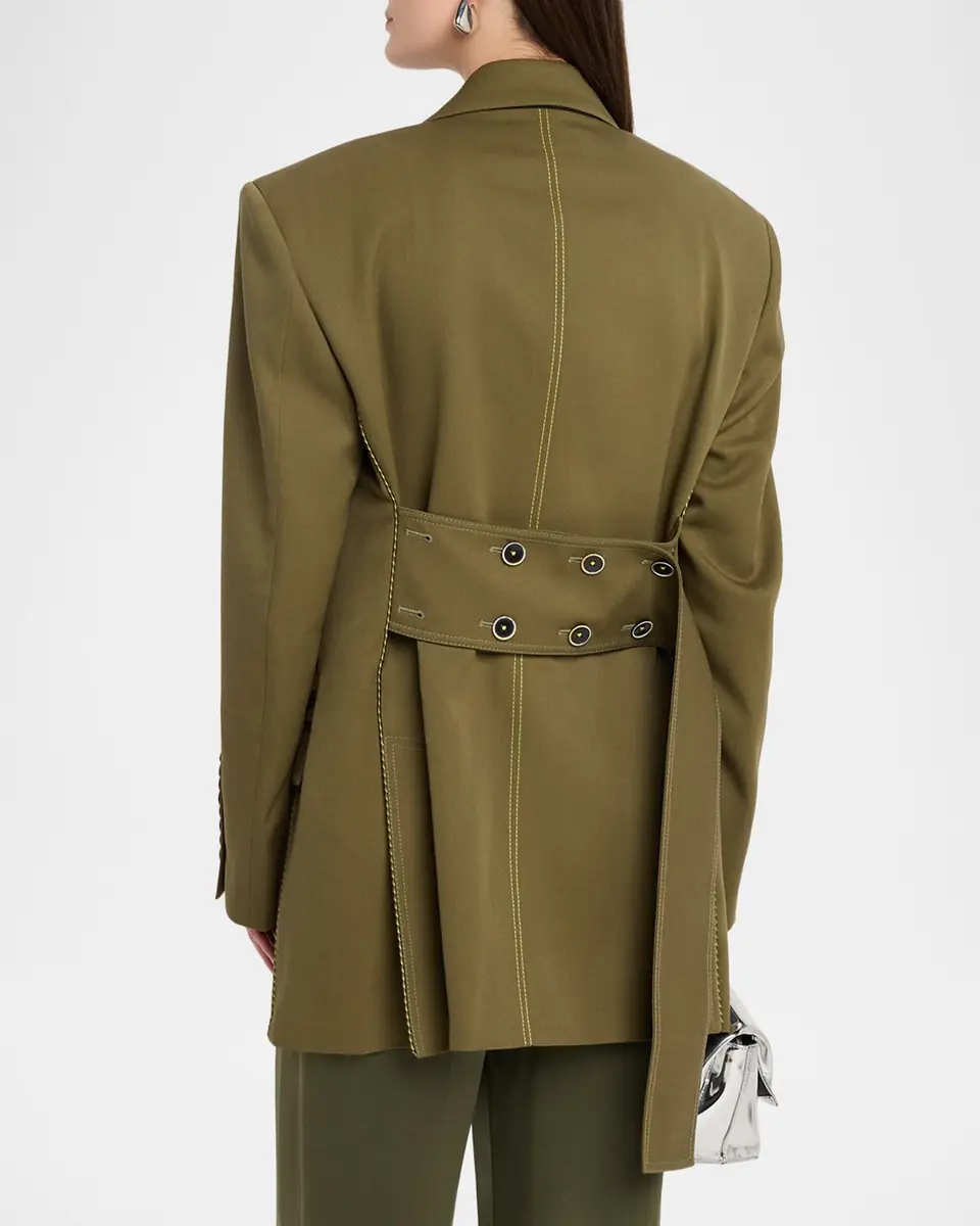 Christopher John Rogers Oversized Cinched-Back Single-Breasted Jacket | Thumbnail 3 Christopher John Rogers Oversized Cinched-Back Single-Breasted Jacket | Thumbnail 3