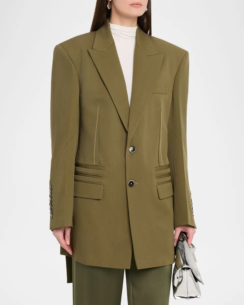 Christopher John Rogers Oversized Cinched-Back Single-Breasted Jacket | Thumbnail 4 Christopher John Rogers Oversized Cinched-Back Single-Breasted Jacket | Thumbnail 4