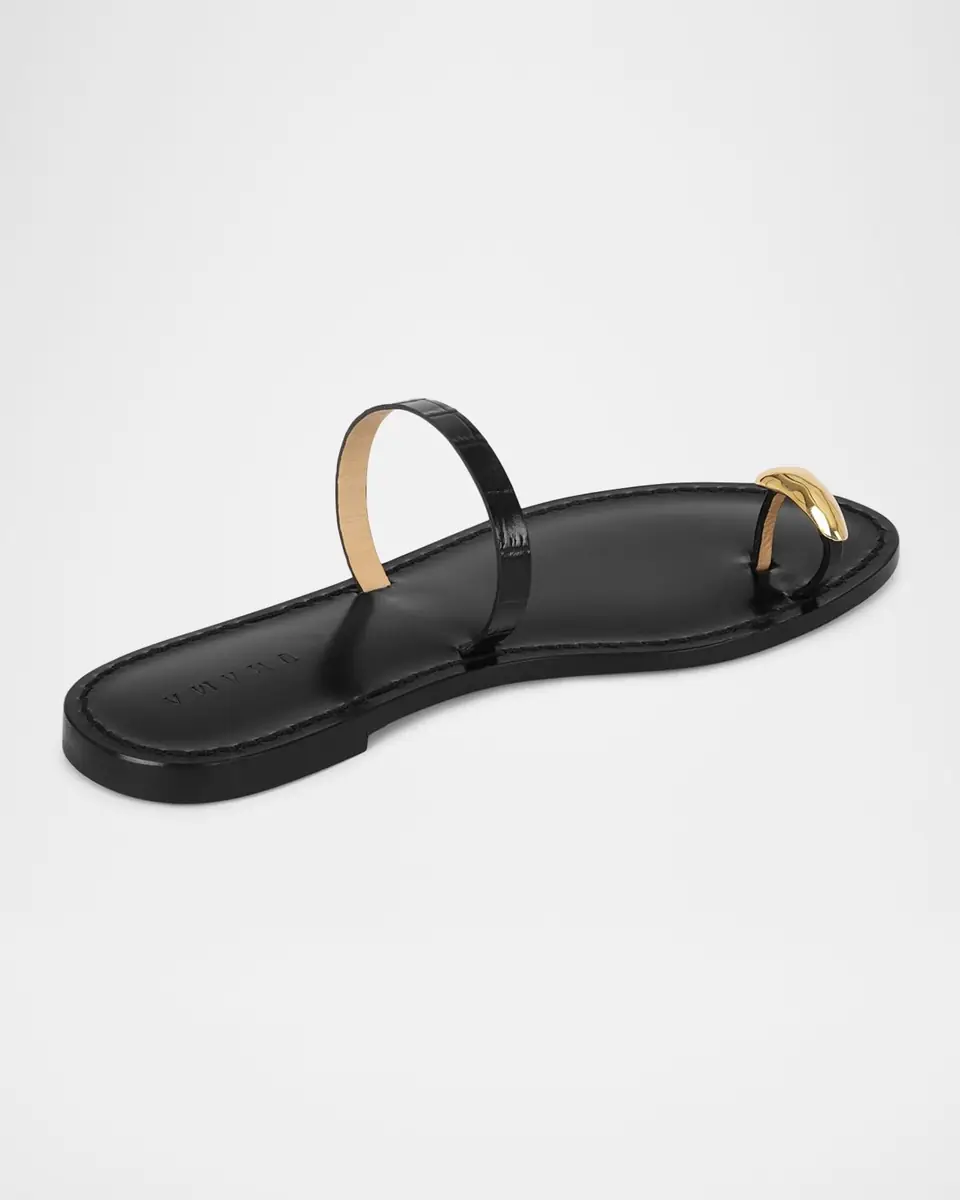 AMANU The Kibera Croc-Embossed Leather Toe-Ring Flat Sandals | Thumbnail 2 AMANU The Kibera Croc-Embossed Leather Toe-Ring Flat Sandals | Thumbnail 2