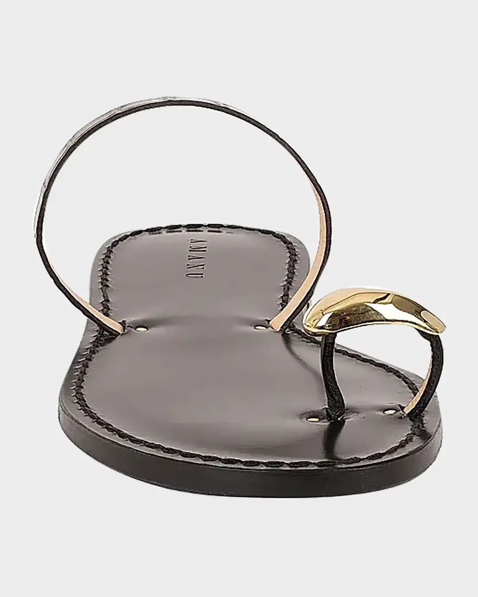 AMANU The Kibera Croc-Embossed Leather Toe-Ring Flat Sandals | Thumbnail 3 AMANU The Kibera Croc-Embossed Leather Toe-Ring Flat Sandals | Thumbnail 3