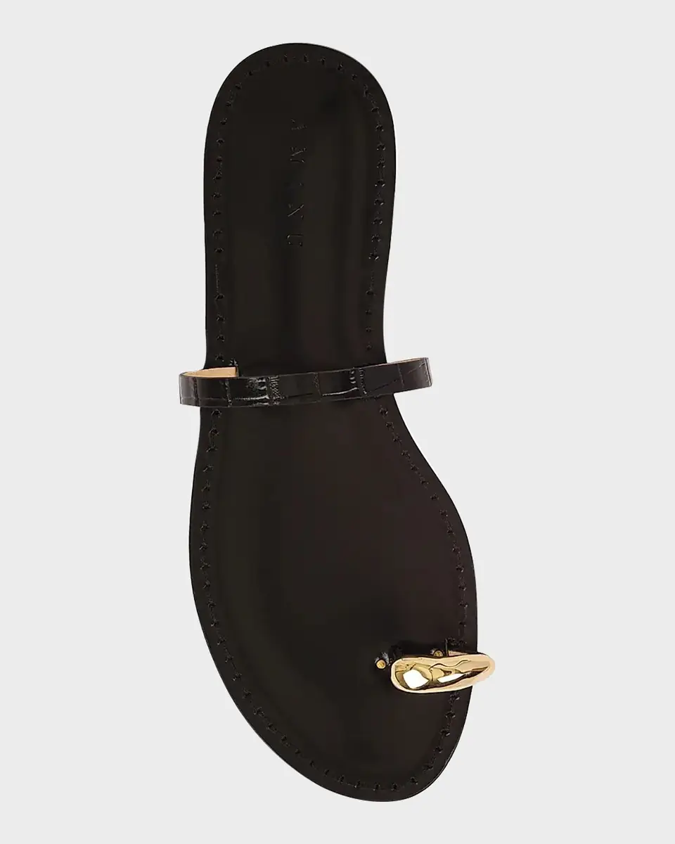 AMANU The Kibera Croc-Embossed Leather Toe-Ring Flat Sandals | Thumbnail 4 AMANU The Kibera Croc-Embossed Leather Toe-Ring Flat Sandals | Thumbnail 4