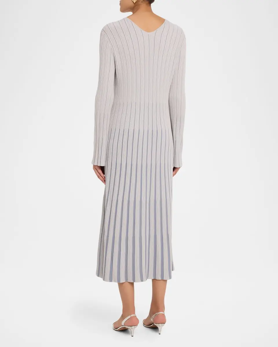 Emporio Armani Long-Sleeve V-Neck Midi Dress | Thumbnail 3 Emporio Armani Long-Sleeve V-Neck Midi Dress | Thumbnail 3