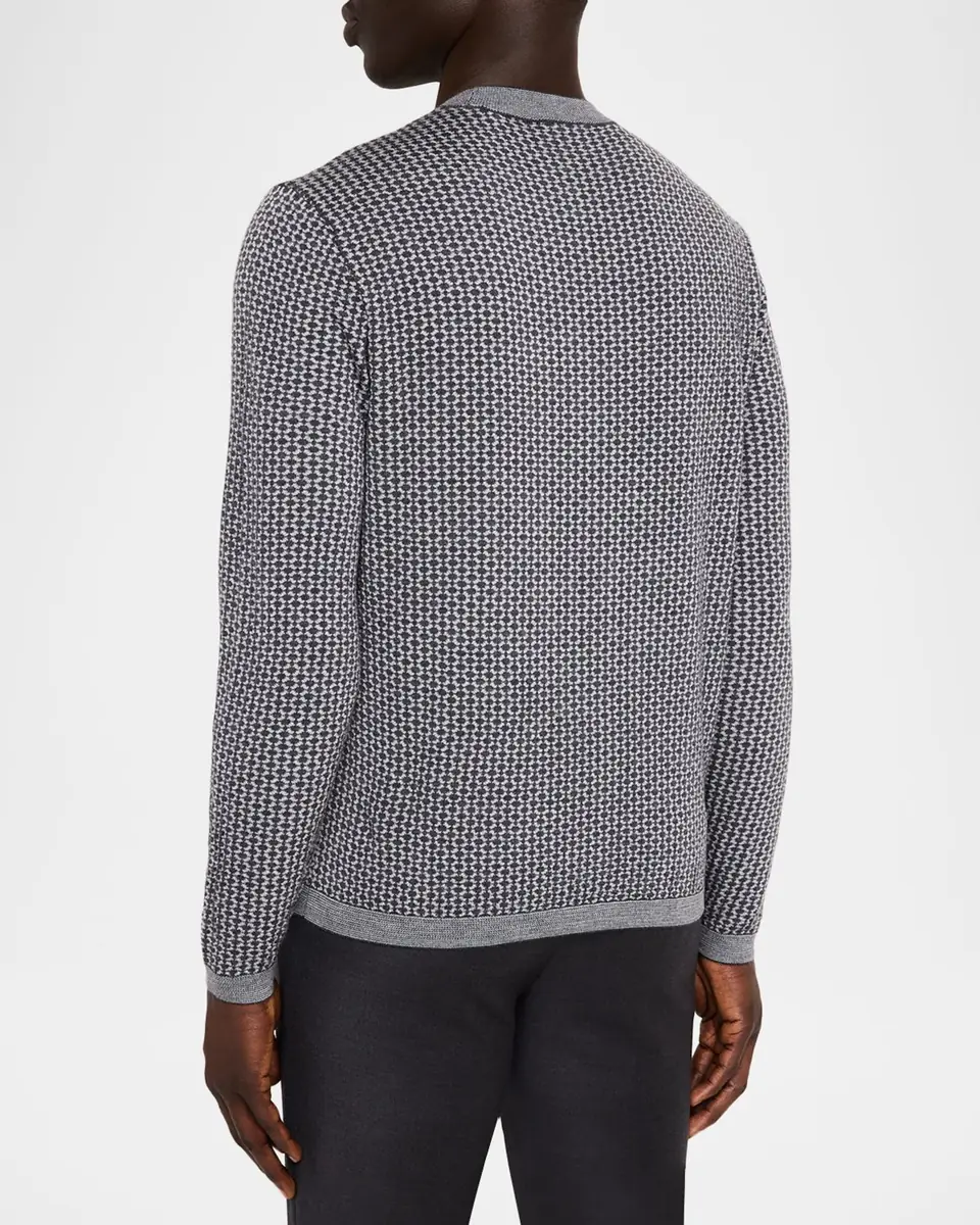 Emporio Armani Men's Wool Geometric Crewneck Sweater | Thumbnail 3 Emporio Armani Men's Wool Geometric Crewneck Sweater | Thumbnail 3
