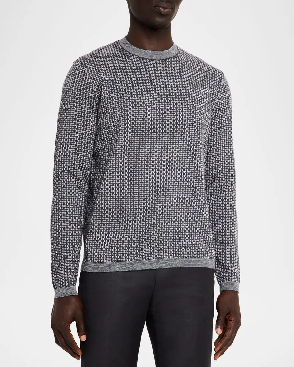 Emporio Armani Men's Wool Geometric Crewneck Sweater | Thumbnail 4 Emporio Armani Men's Wool Geometric Crewneck Sweater | Thumbnail 4