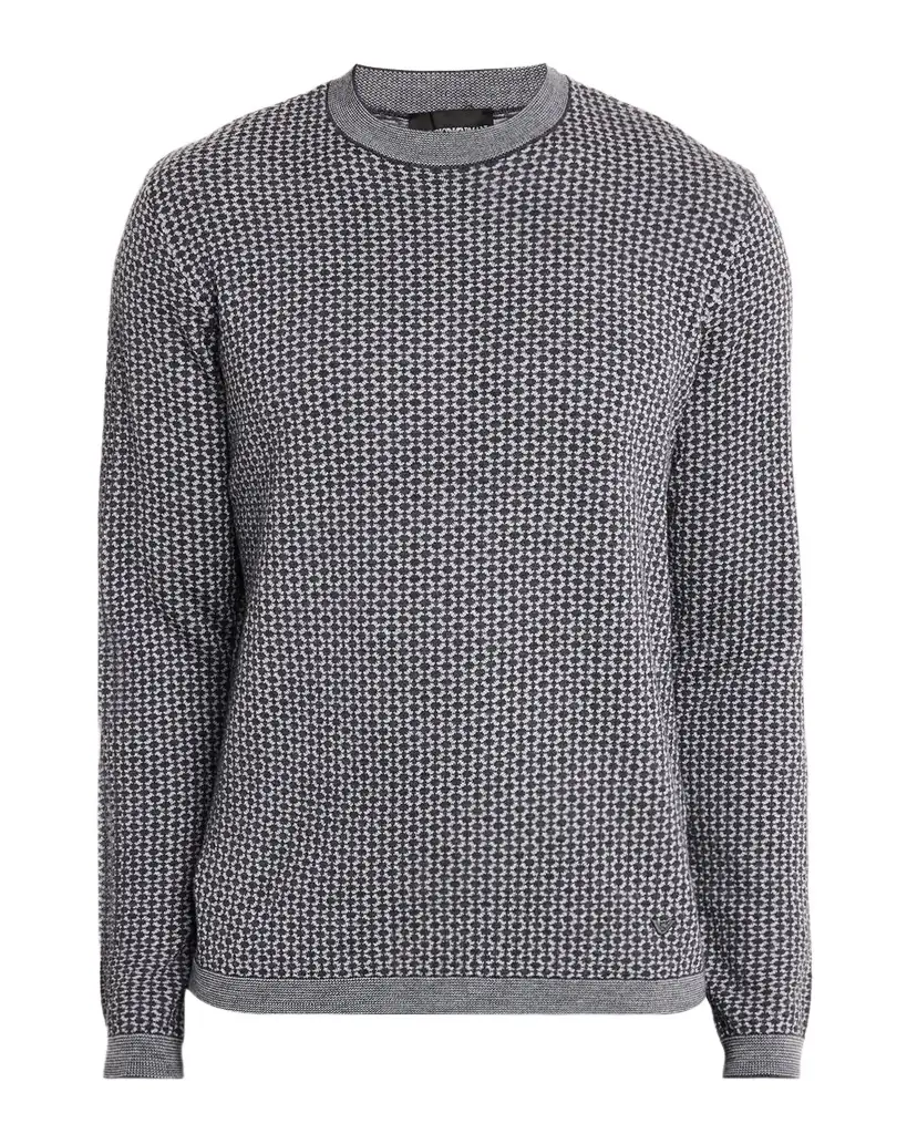 Emporio Armani Men's Wool Geometric Crewneck Sweater | Image 1 Emporio Armani Men's Wool Geometric Crewneck Sweater | Image 1
