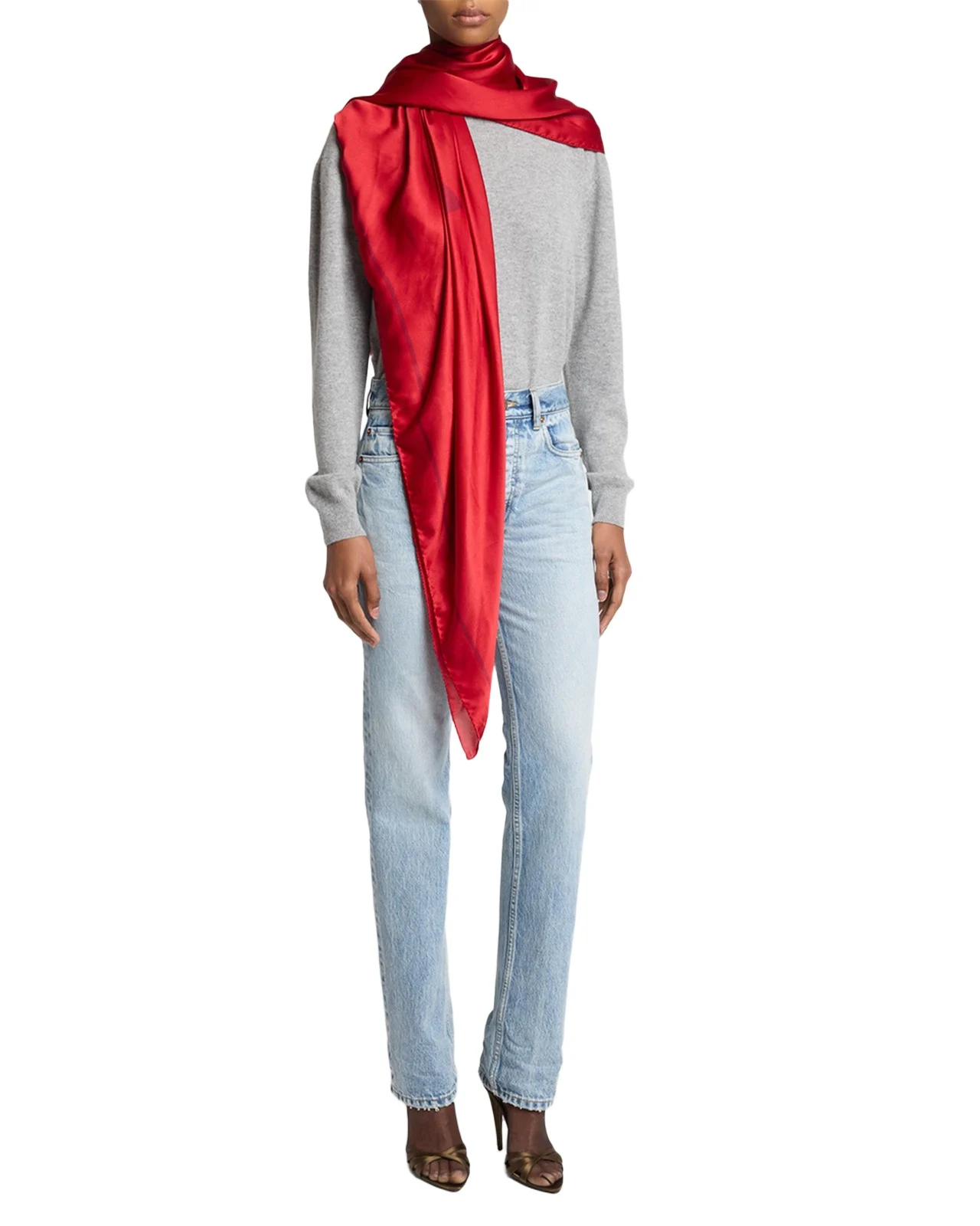 Saint Laurent Cassandre Square Silk Scarf