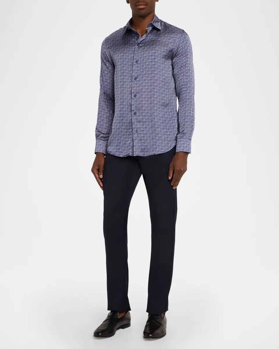 Emporio Armani Men's Blurred Abstract Polyester Sport Shirt | Thumbnail 2 Emporio Armani Men's Blurred Abstract Polyester Sport Shirt | Thumbnail 2