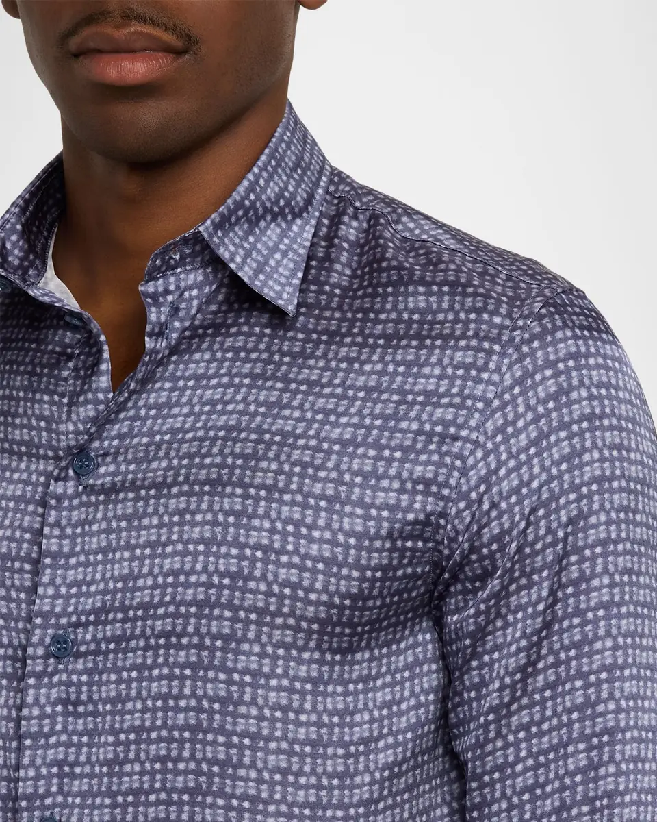 Emporio Armani Men's Blurred Abstract Polyester Sport Shirt | Thumbnail 5 Emporio Armani Men's Blurred Abstract Polyester Sport Shirt | Thumbnail 5