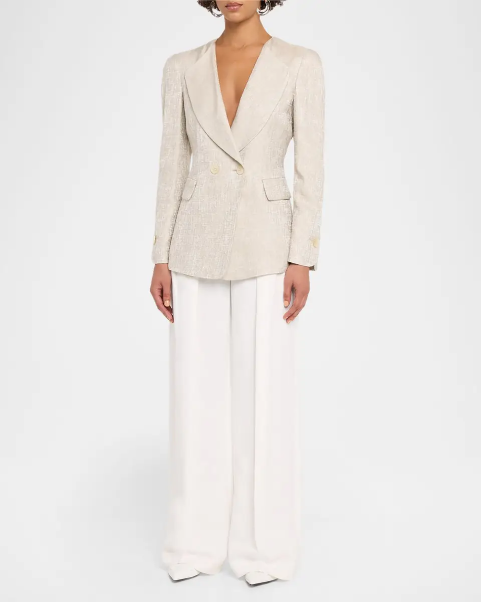 Emporio Armani Icon Double-Breasted Armure Jacquard Jacket | Thumbnail 2