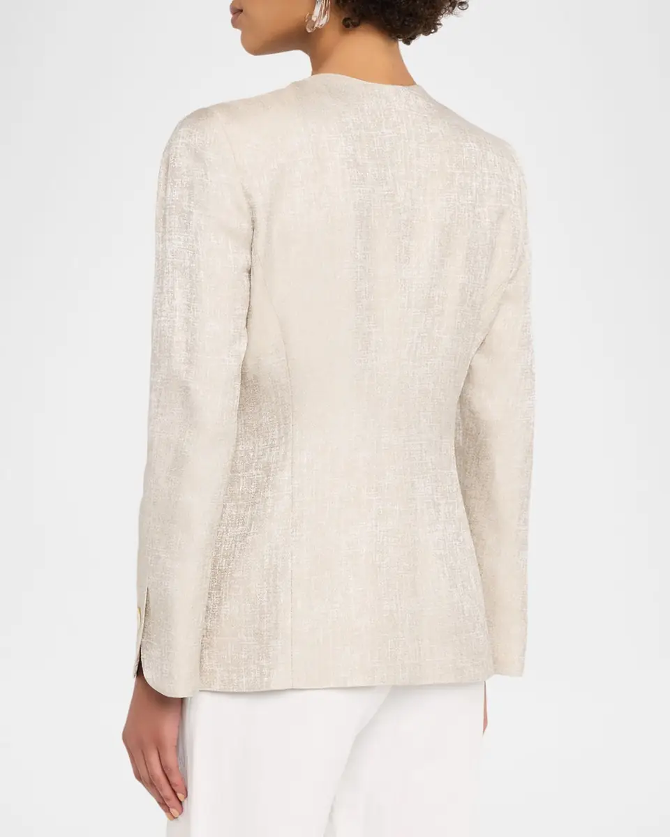 Emporio Armani Icon Double-Breasted Armure Jacquard Jacket | Thumbnail 3