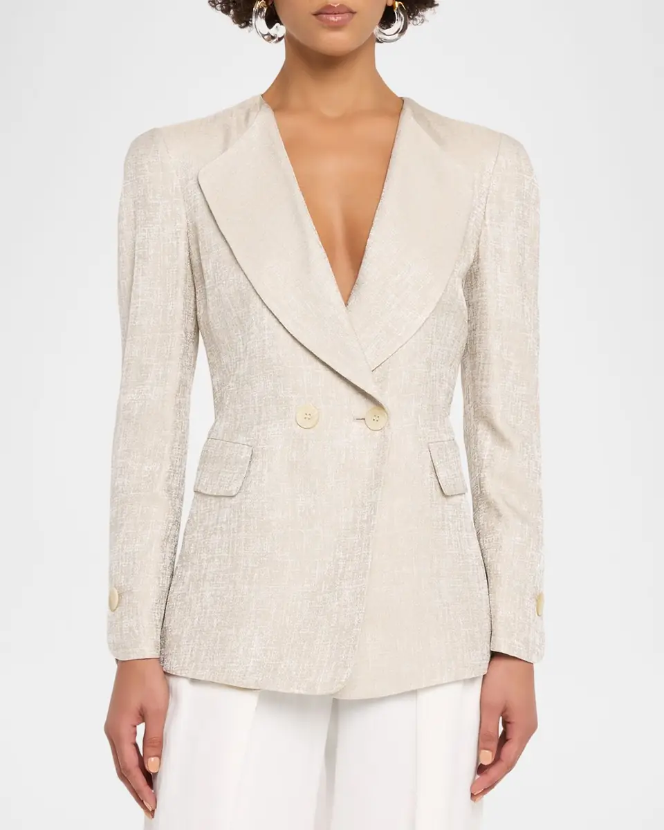 Emporio Armani Icon Double-Breasted Armure Jacquard Jacket | Thumbnail 4