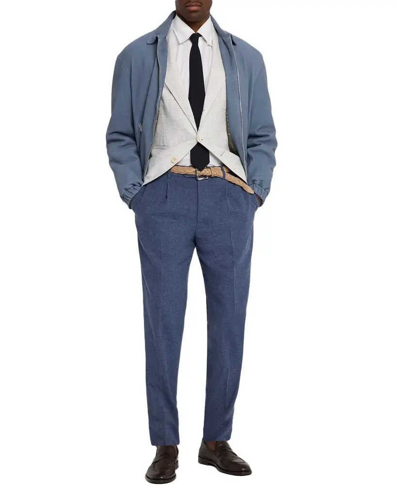 Brunello Cucinelli Men's Linen Houndstooth Deconstructed Blazer | Image 1 Brunello Cucinelli Men's Linen Houndstooth Deconstructed Blazer | Image 1