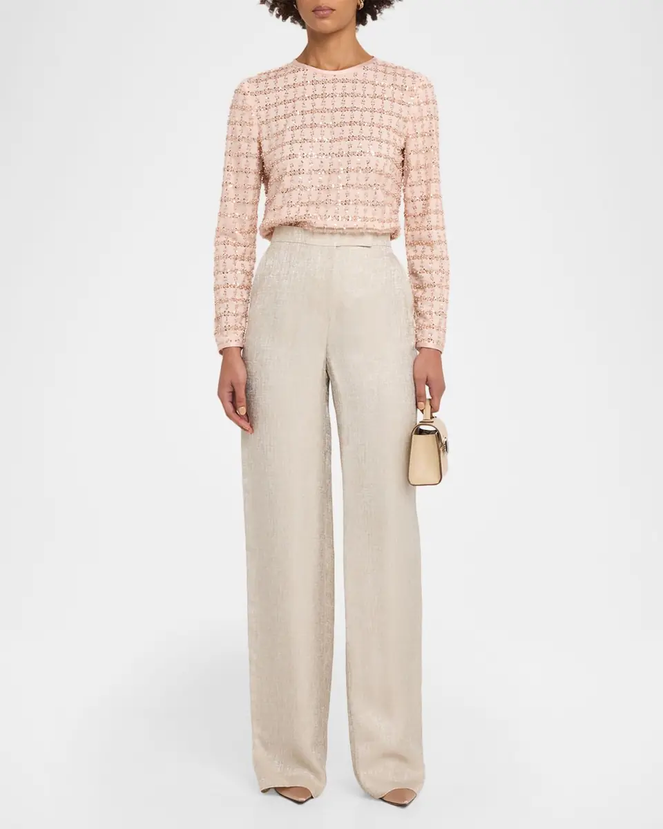Emporio Armani Straight-Leg Shimmer Viscose Pants | Thumbnail 2 Emporio Armani Straight-Leg Shimmer Viscose Pants | Thumbnail 2