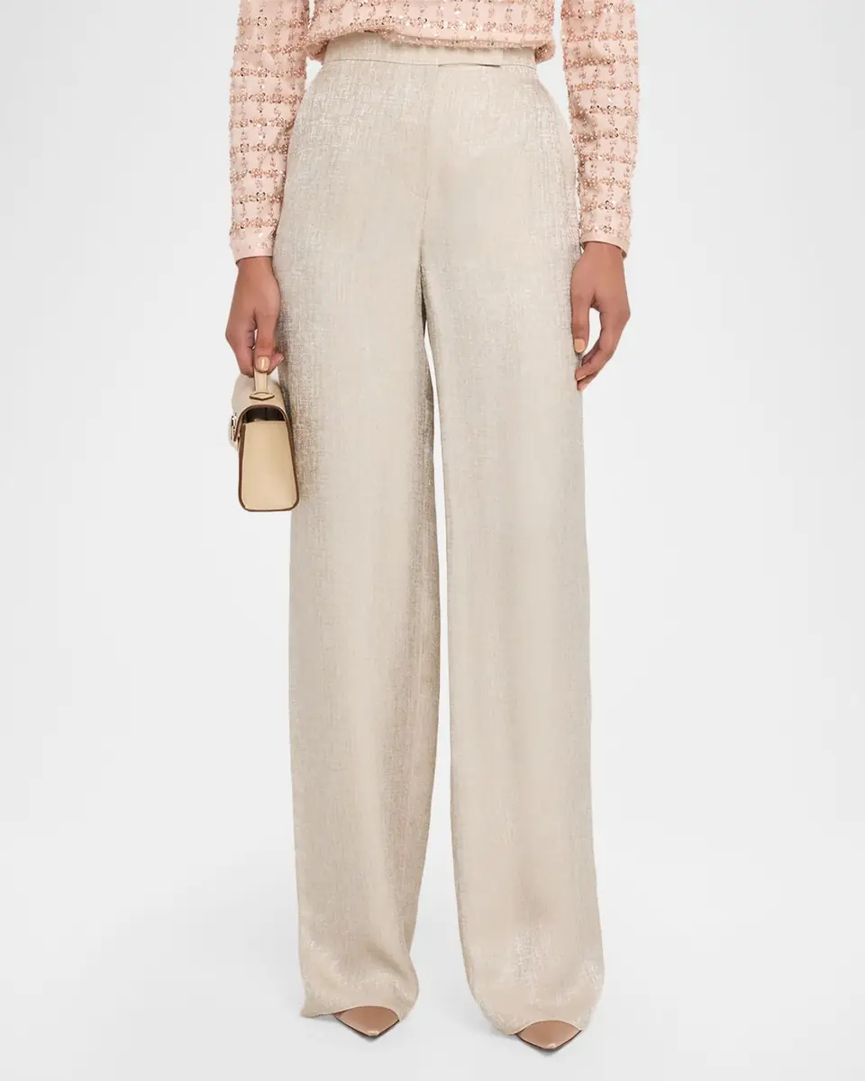Emporio Armani Straight-Leg Shimmer Viscose Pants | Thumbnail 4 Emporio Armani Straight-Leg Shimmer Viscose Pants | Thumbnail 4