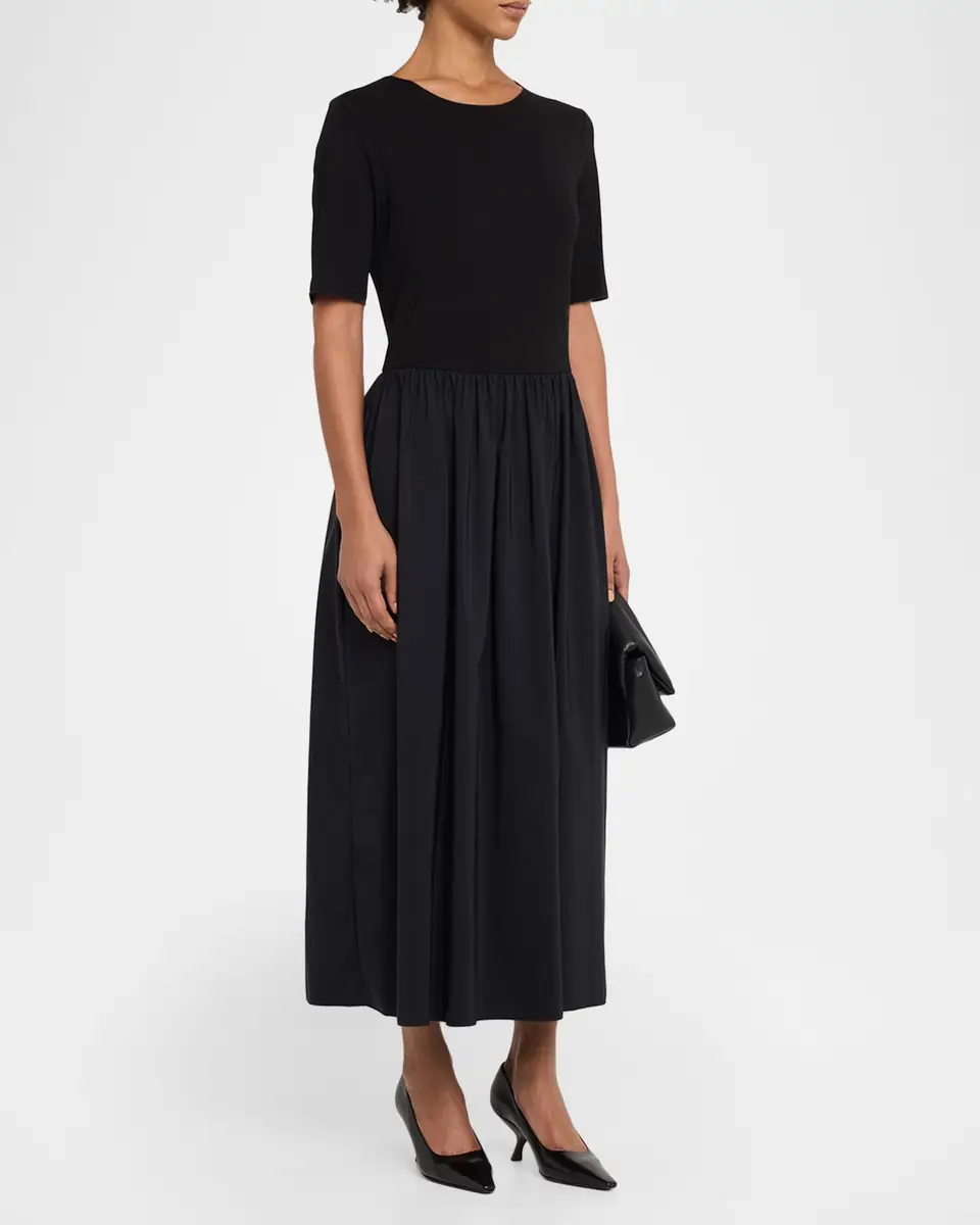 Emporio Armani Viscose Jersey & Taffeta Midi Dress | Thumbnail 4