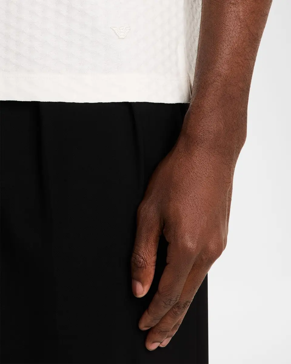 Emporio Armani Men's Cotton Geometric-Textured Polo Shirt | Thumbnail 5 Emporio Armani Men's Cotton Geometric-Textured Polo Shirt | Thumbnail 5