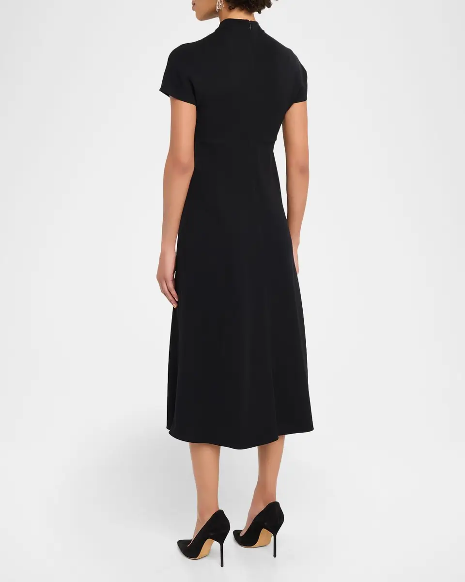 Emporio Armani Pleated Technical Cady Midi Dress | Thumbnail 3 Emporio Armani Pleated Technical Cady Midi Dress | Thumbnail 3
