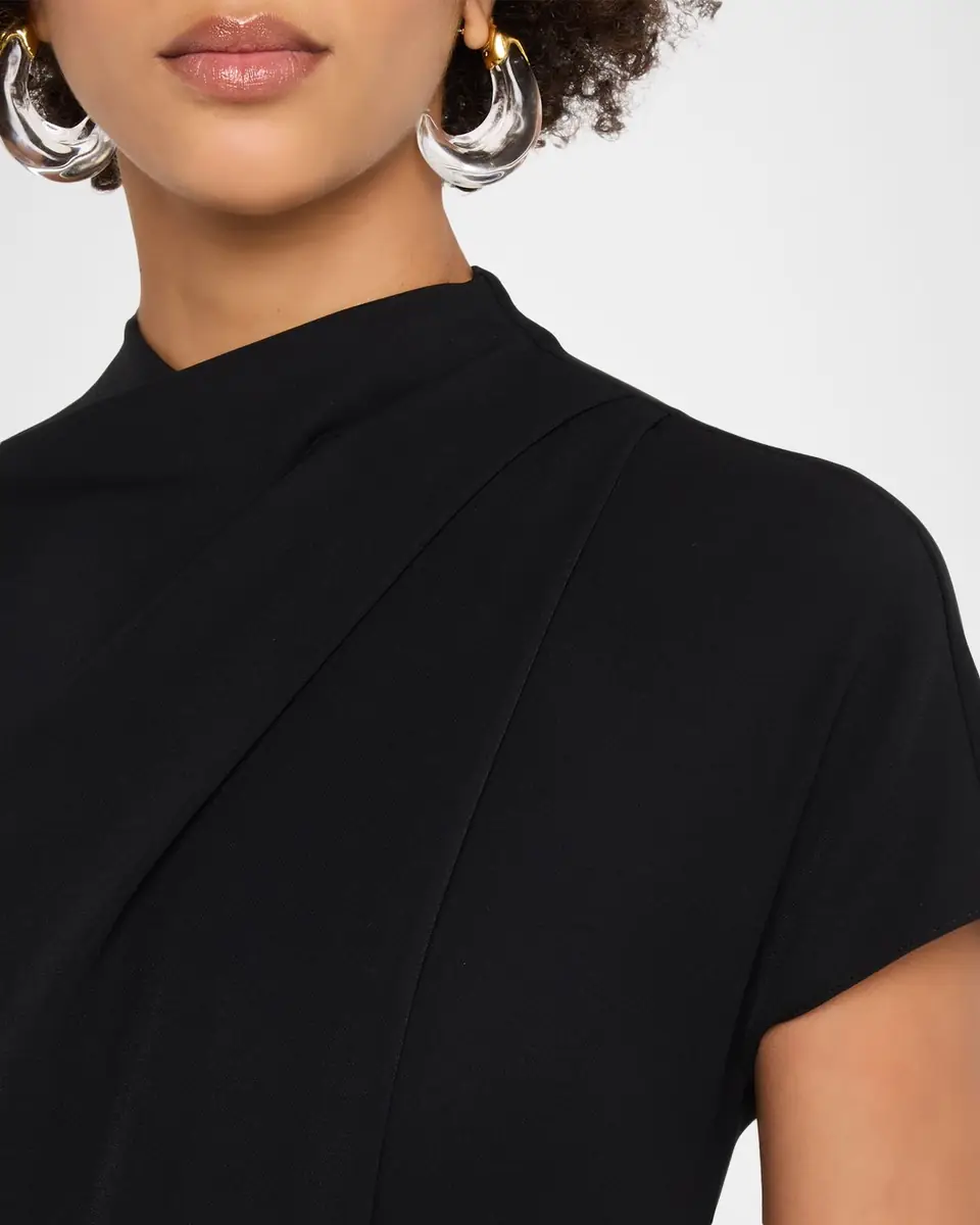 Emporio Armani Pleated Technical Cady Midi Dress | Thumbnail 5 Emporio Armani Pleated Technical Cady Midi Dress | Thumbnail 5