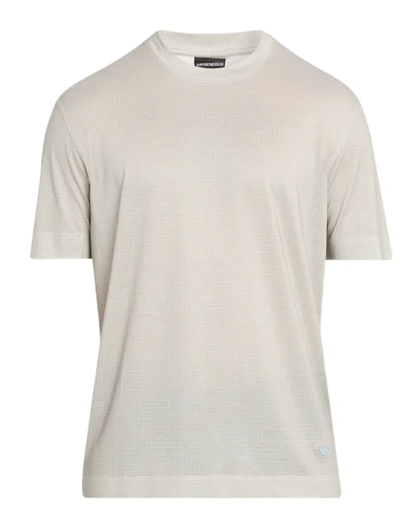 Emporio Armani Men's Lyocell and Cotton Micro-Square Crewneck T-Shirt | Image 1 Emporio Armani Men's Lyocell and Cotton Micro-Square Crewneck T-Shirt | Image 1