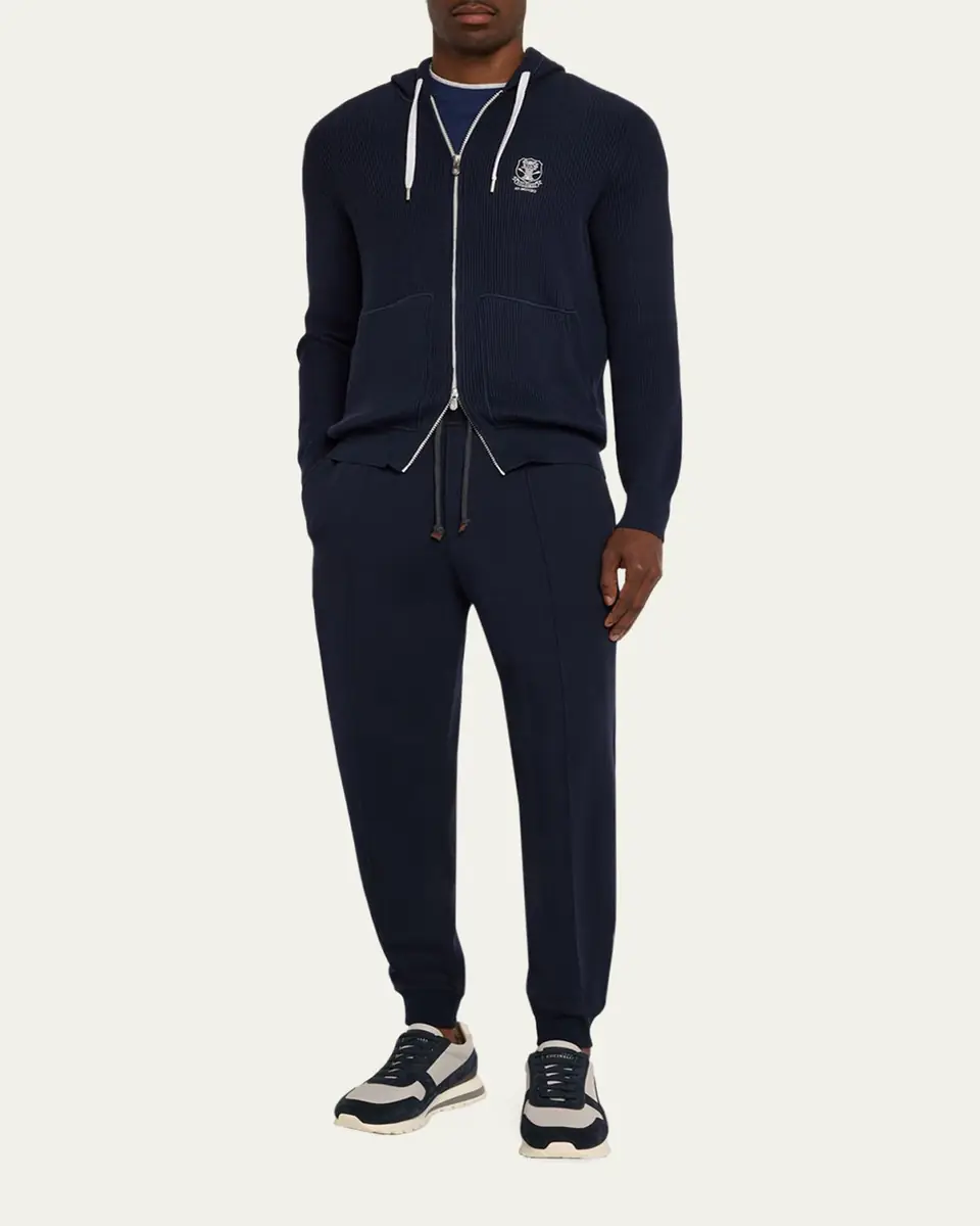 Brunello Cucinelli Men's Logo Cotton Hoodie | Thumbnail 2 Brunello Cucinelli Men's Logo Cotton Hoodie | Thumbnail 2
