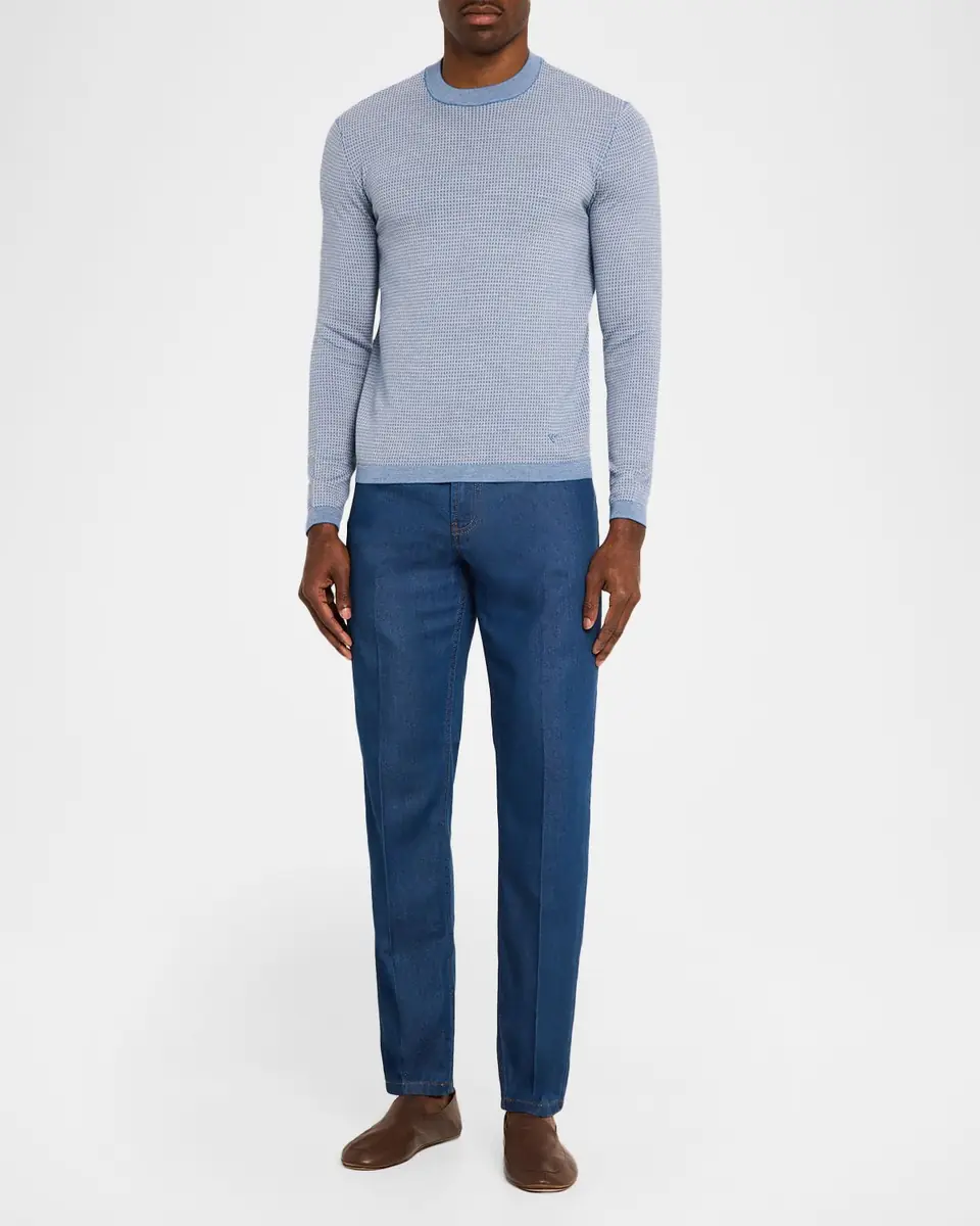 Emporio Armani Men's Wool Geometric Check Crewneck Sweater | Thumbnail 2