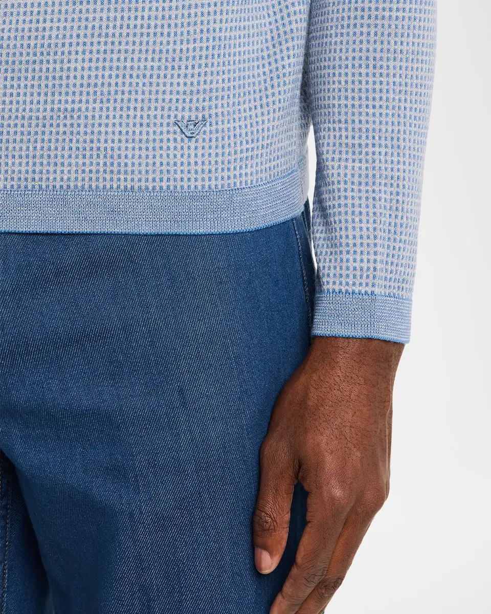 Emporio Armani Men's Wool Geometric Check Crewneck Sweater | Thumbnail 5